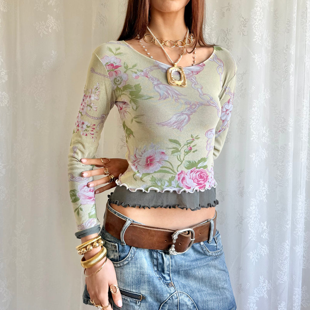 Mesh Long Sleeve Top - Size S
