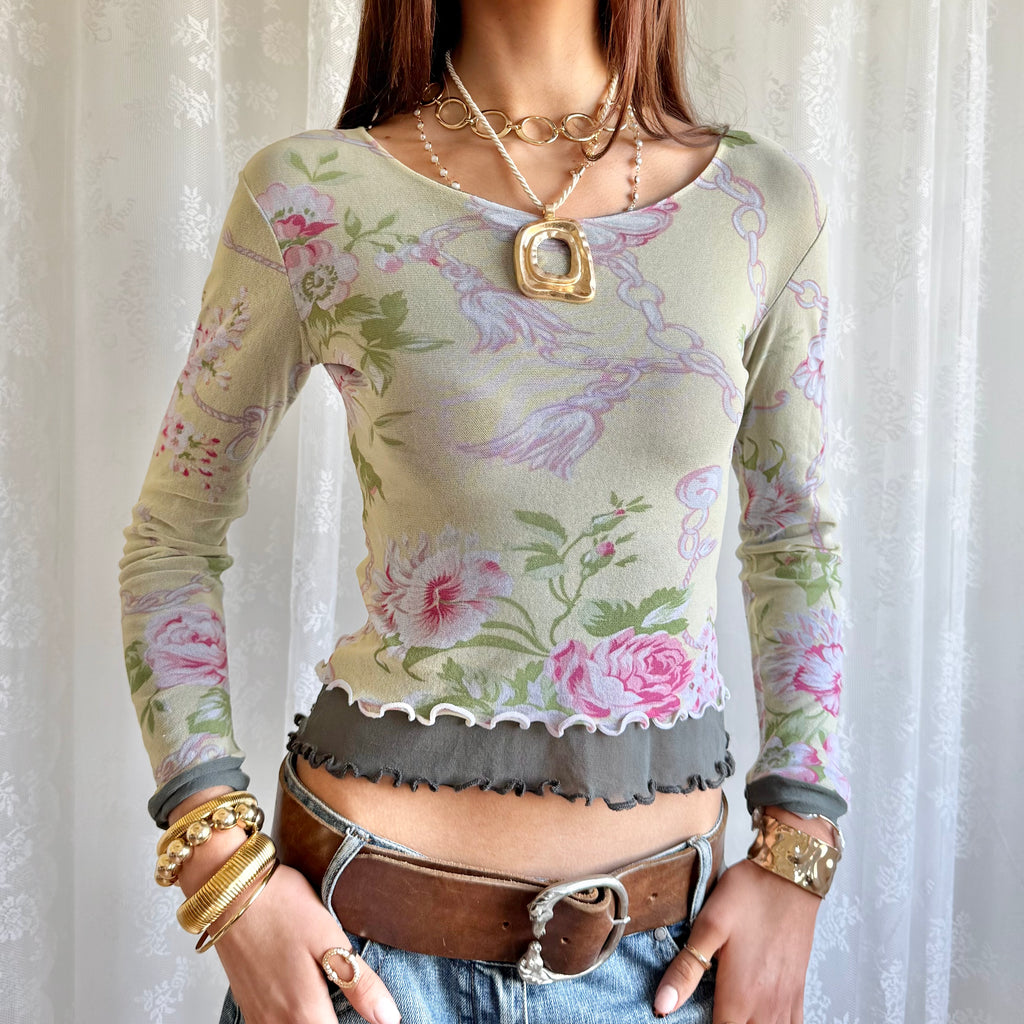 Mesh Long Sleeve Top - Size S