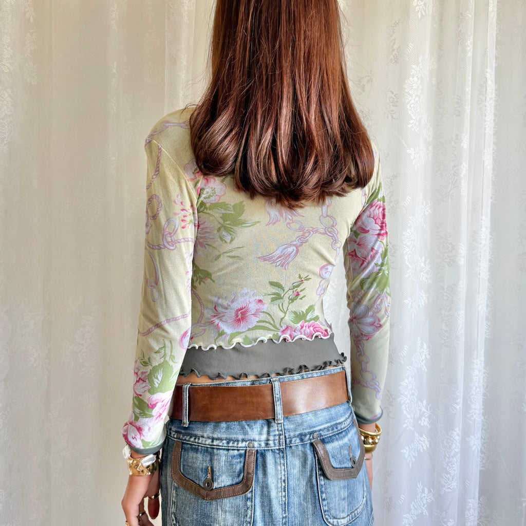Mesh Long Sleeve Top - Size S