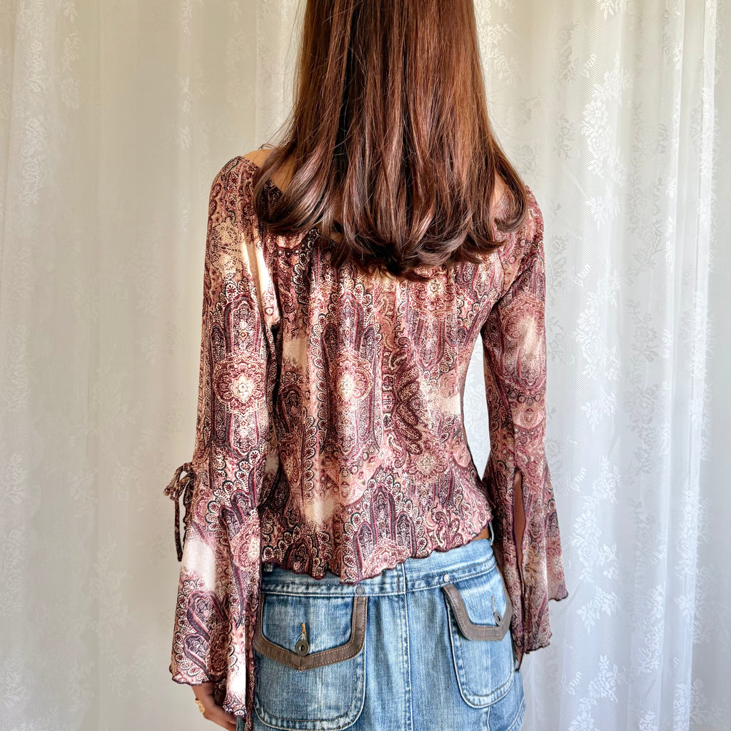 Flared Sleeve Crop Top - Size L