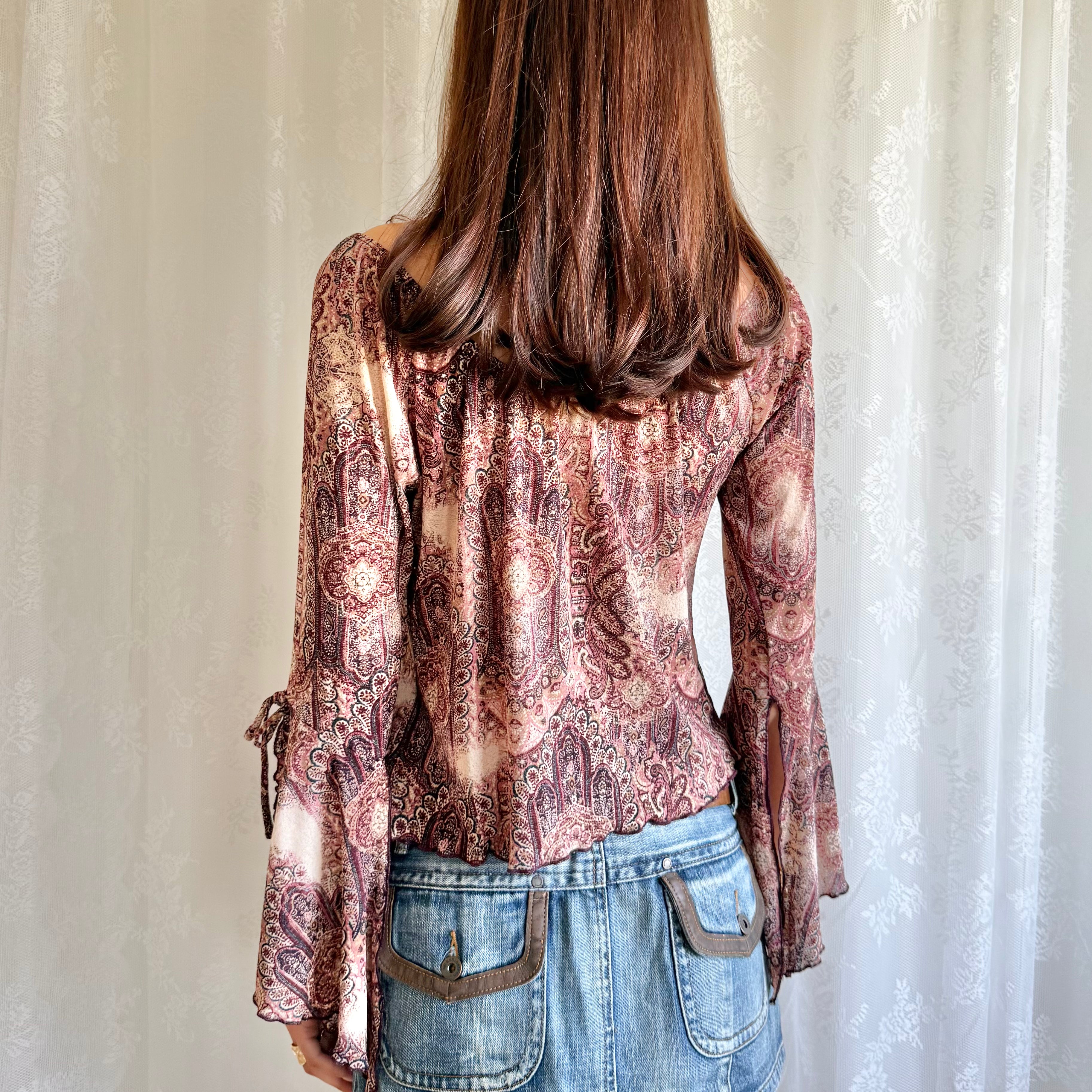 Flared Sleeve Crop Top - Size L