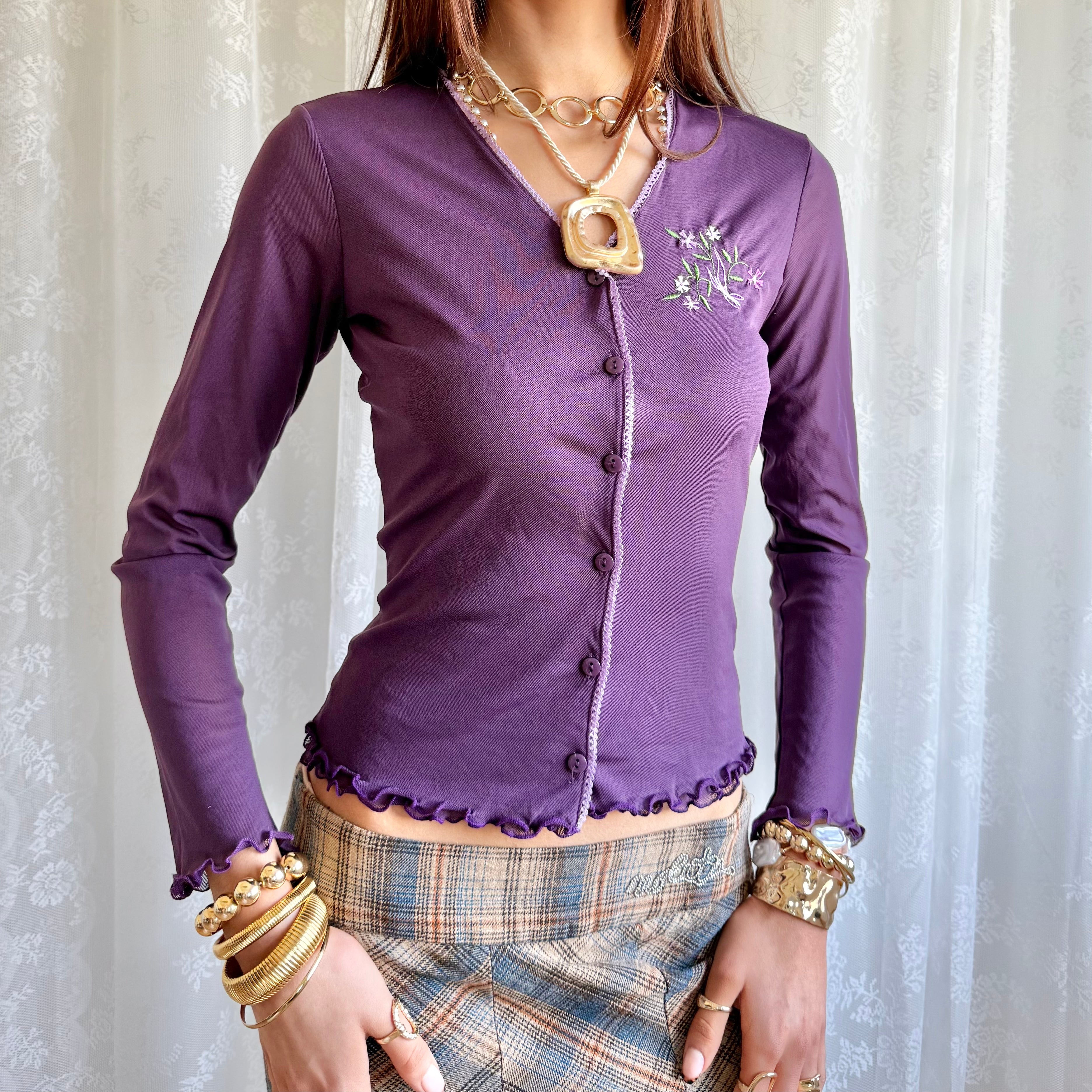Mesh Long Sleeve Top - Size S