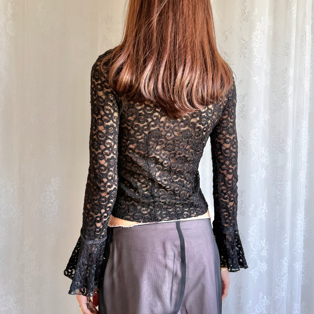 Lace Ruffle Shirt - Size S