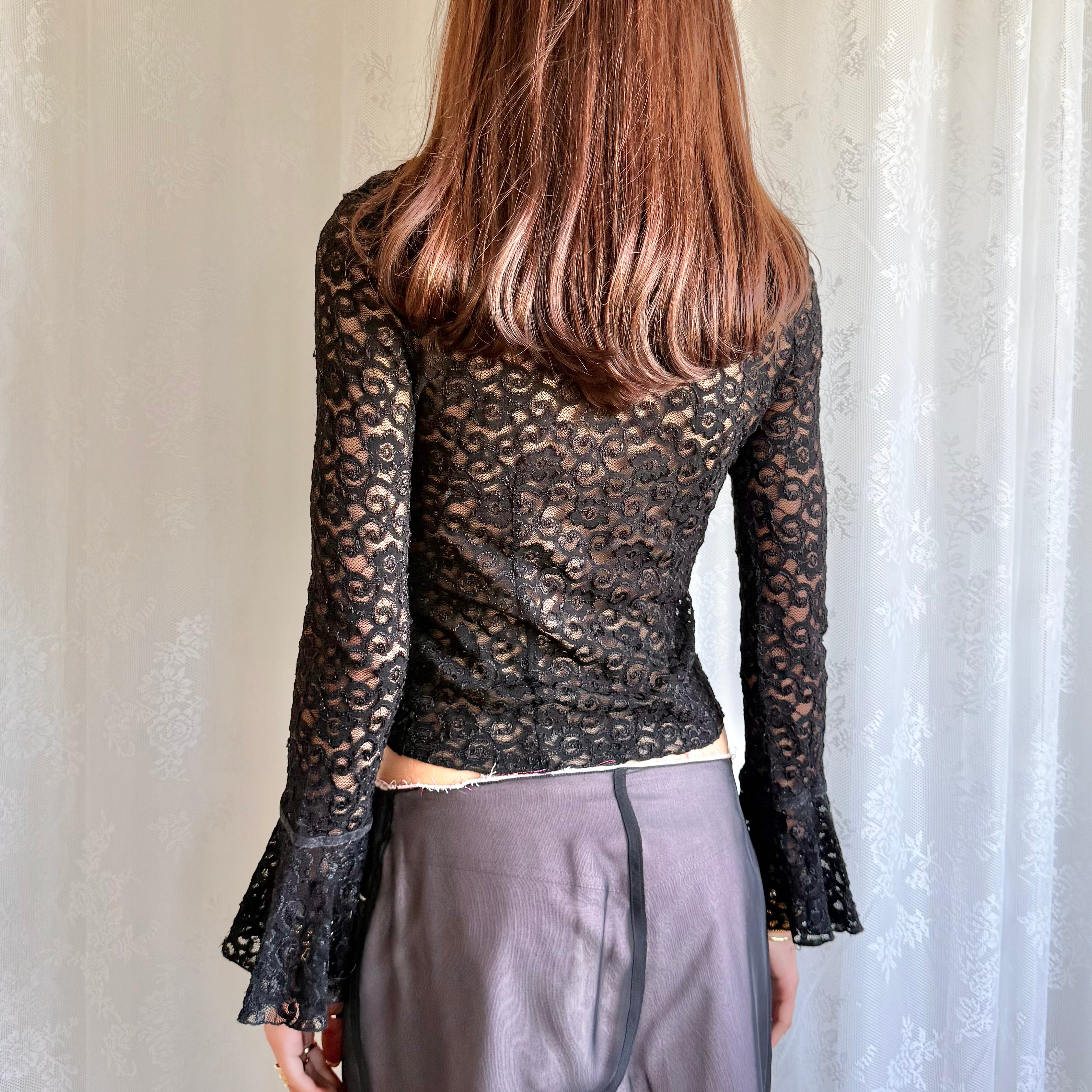 Lace Ruffle Shirt - Size S