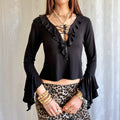 Flared Sleeve Crop Top - Size L