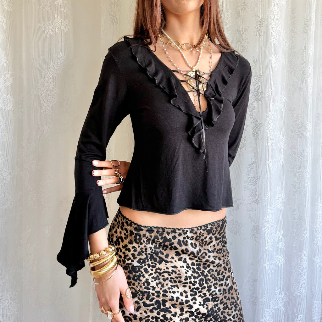 Flared Sleeve Crop Top - Size L