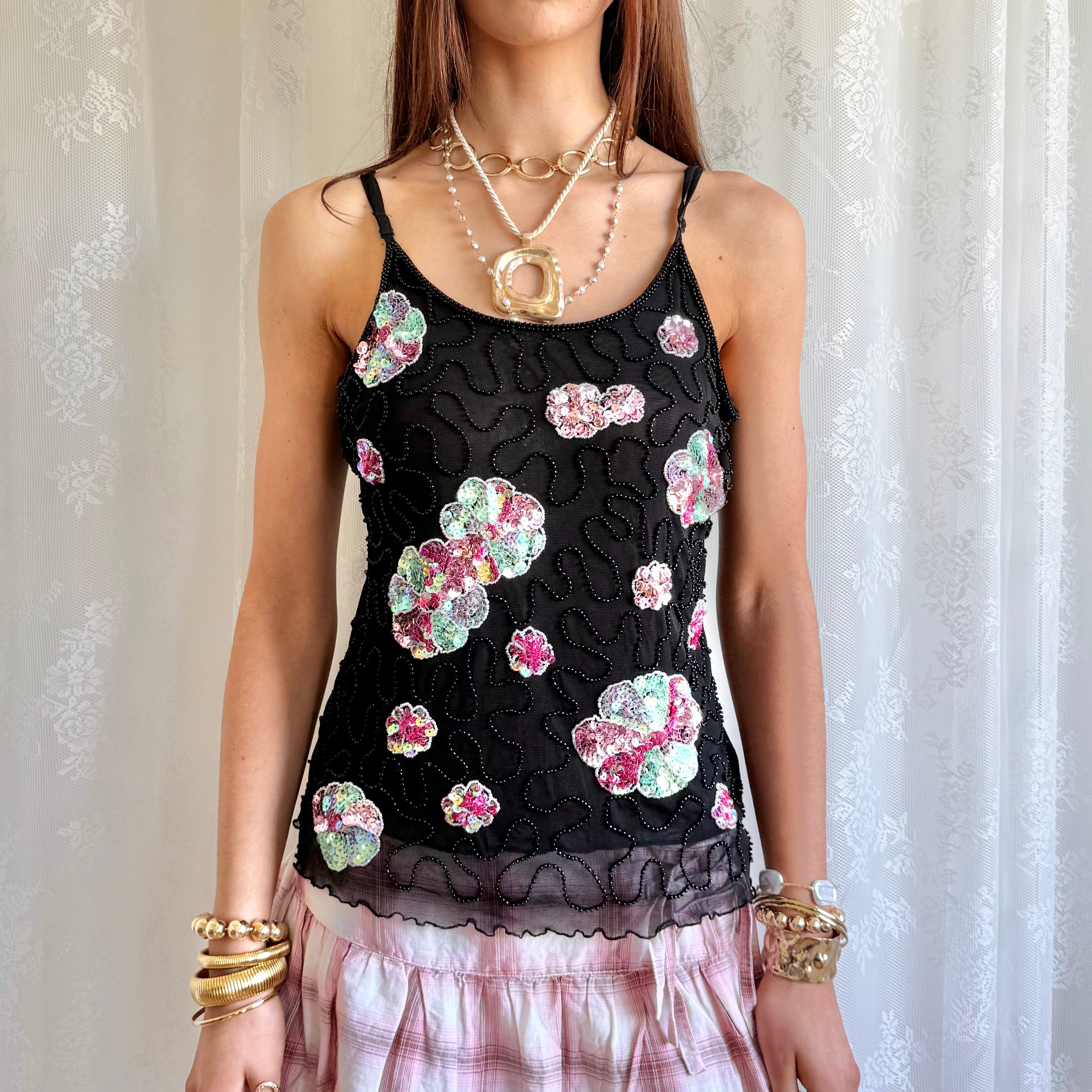 Sequin Beaded Cami - Size L