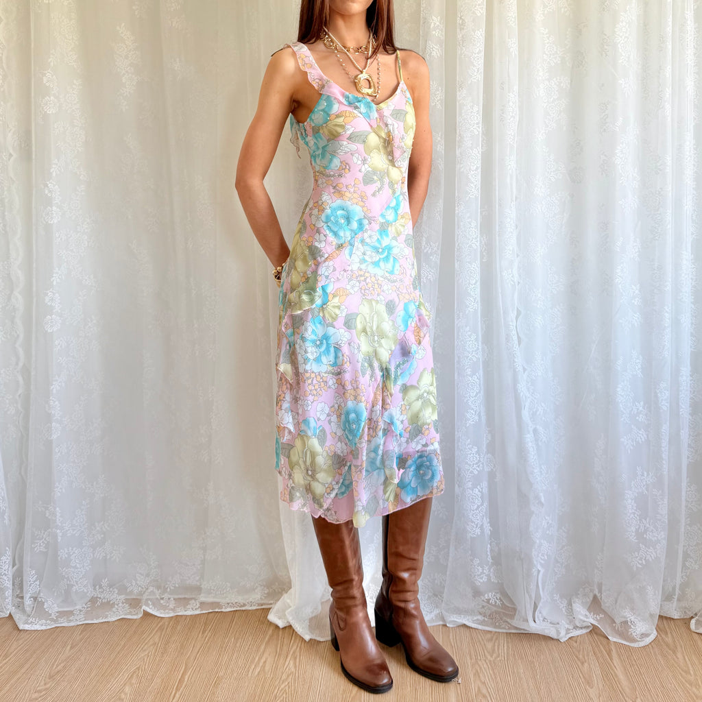 Floral Beaded Midi Dress - Size M