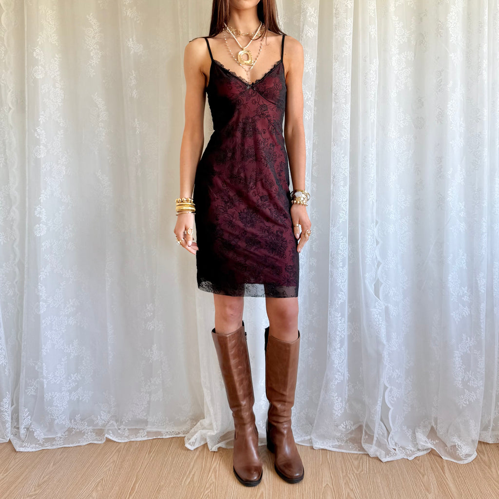 Mesh Lace Mini Dress - Size M