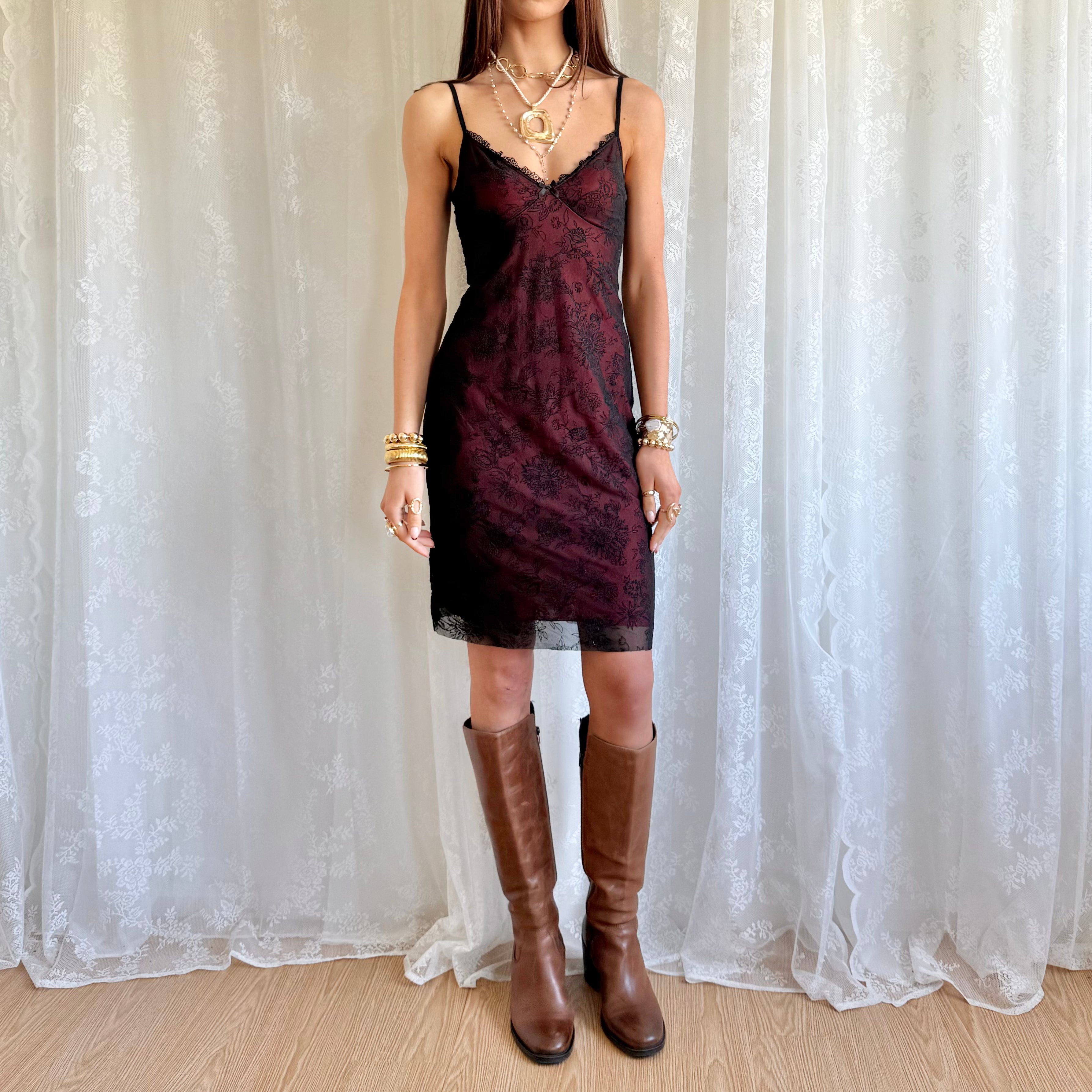 Mesh Lace Mini Dress - Size M