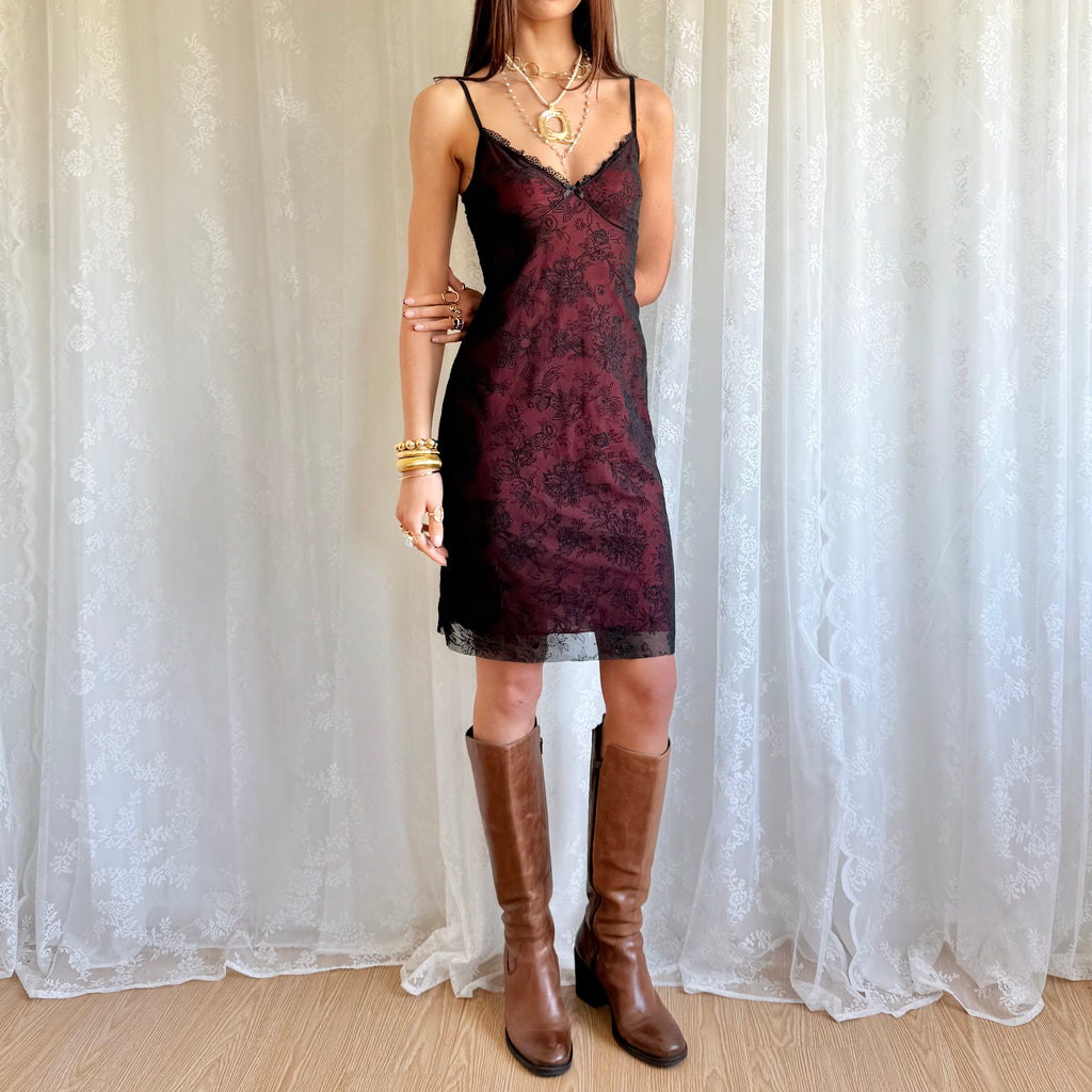 Mesh Lace Mini Dress - Size M