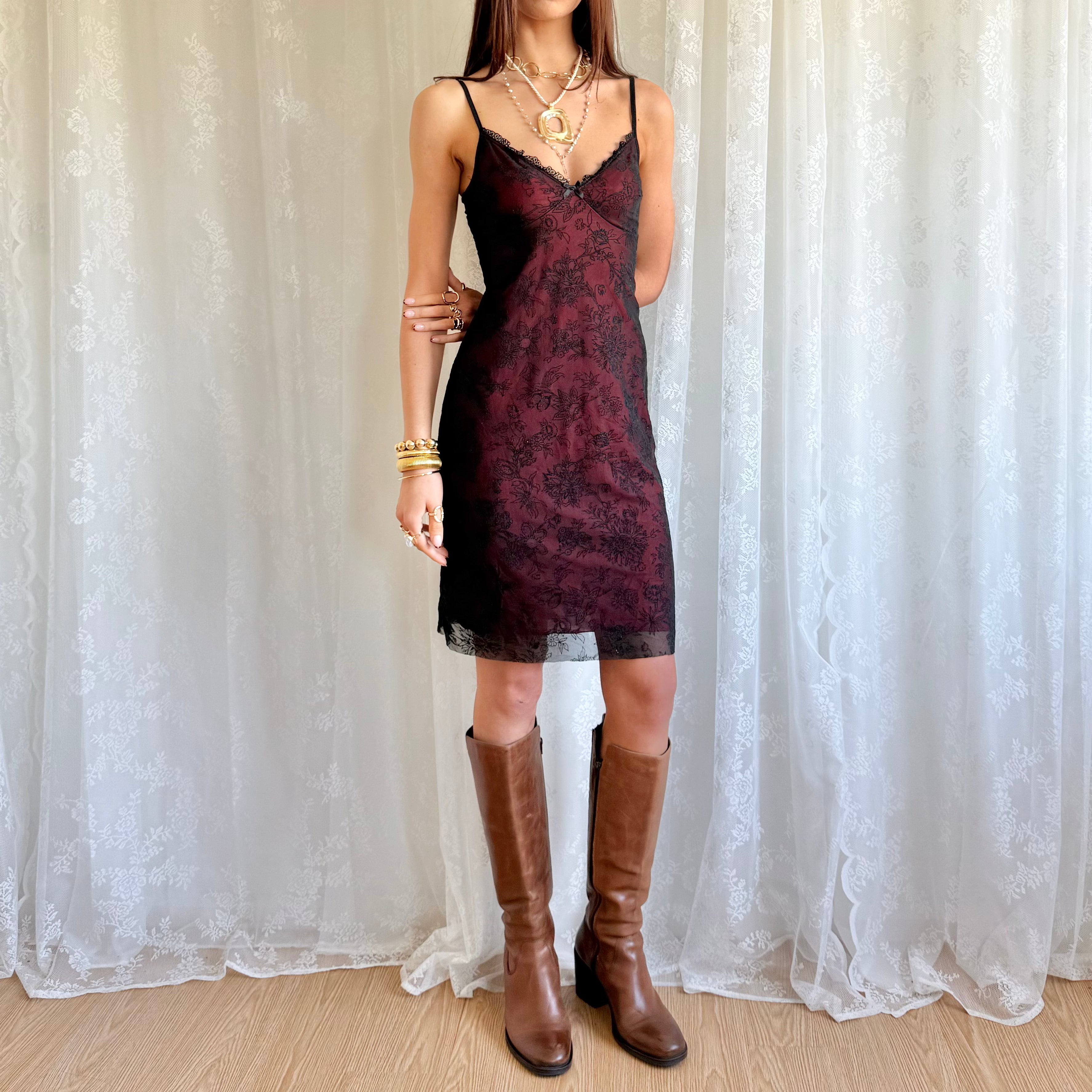 Mesh Lace Mini Dress - Size M
