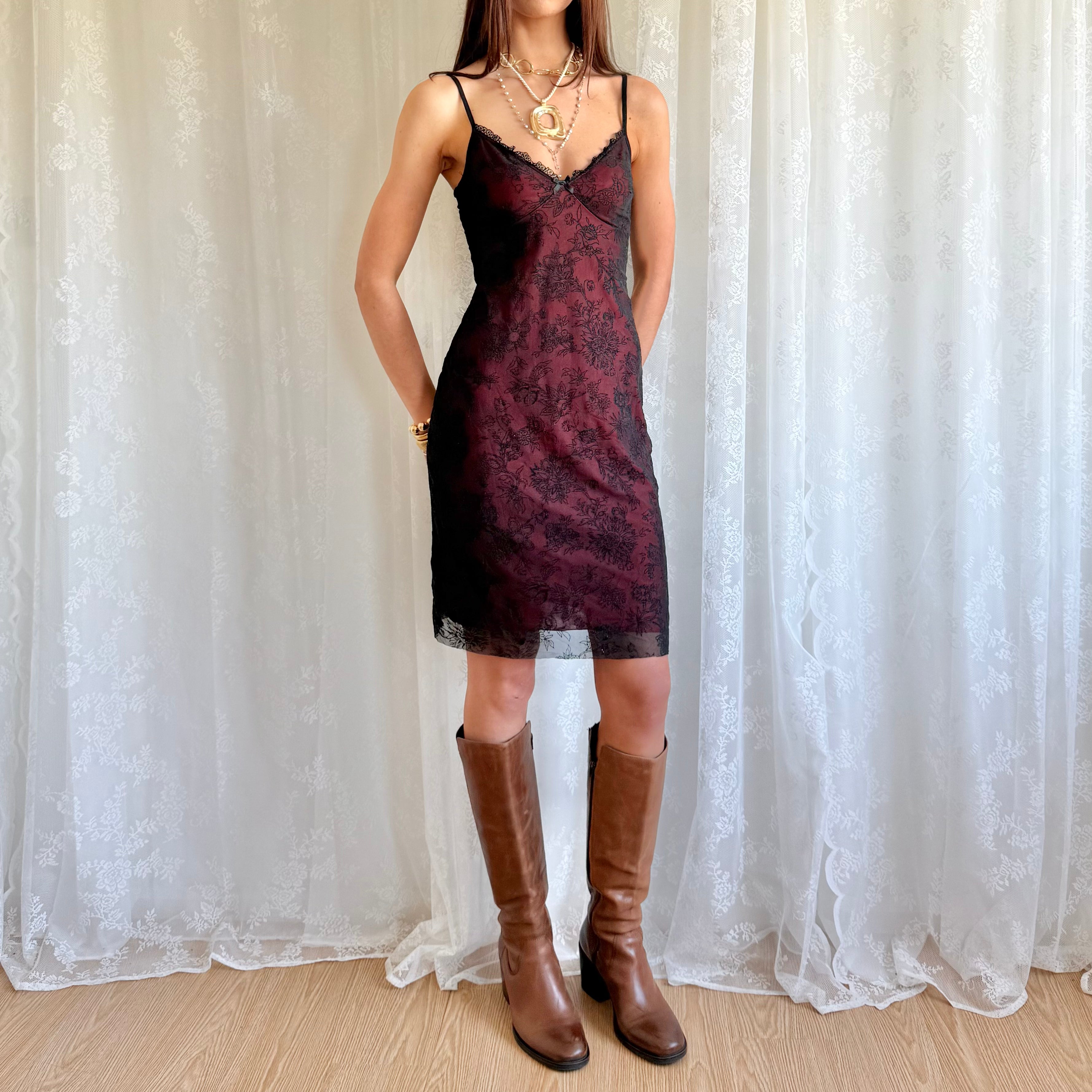 Mesh Lace Mini Dress - Size M