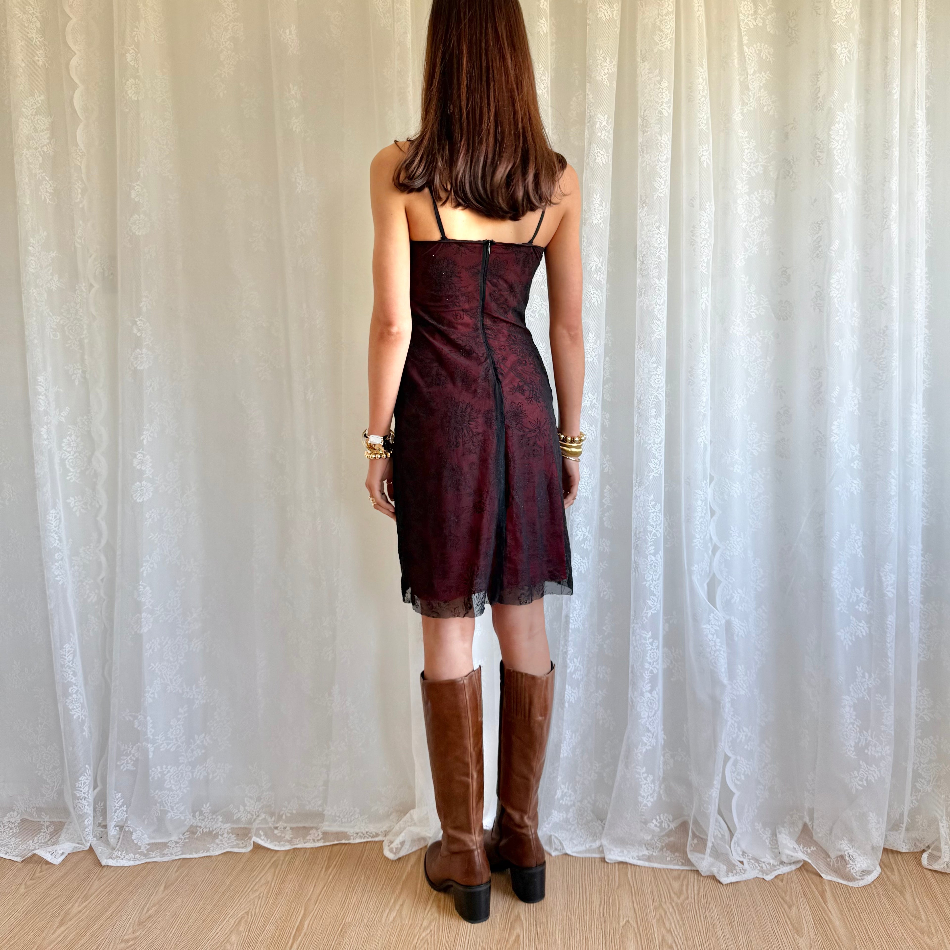 Mesh Lace Mini Dress - Size M