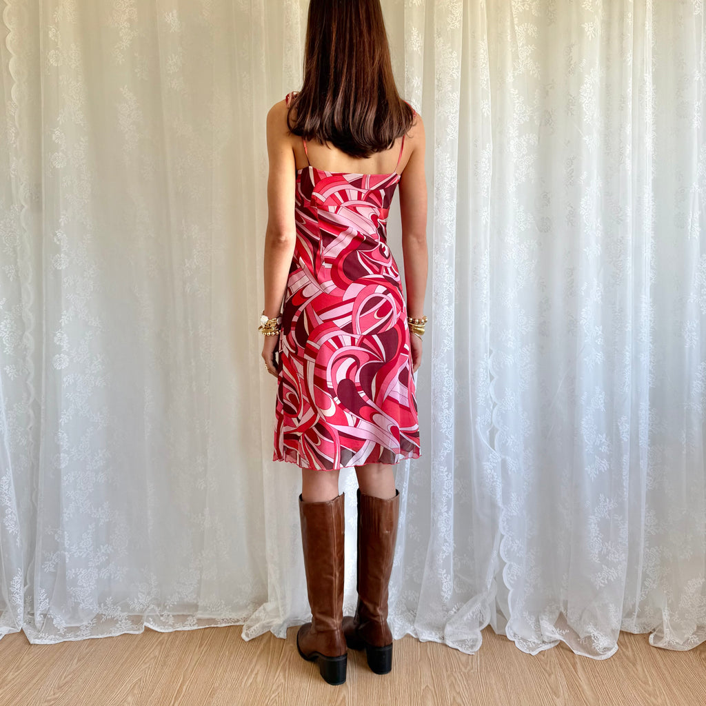 Patterned Mesh Midi Dress - Size M