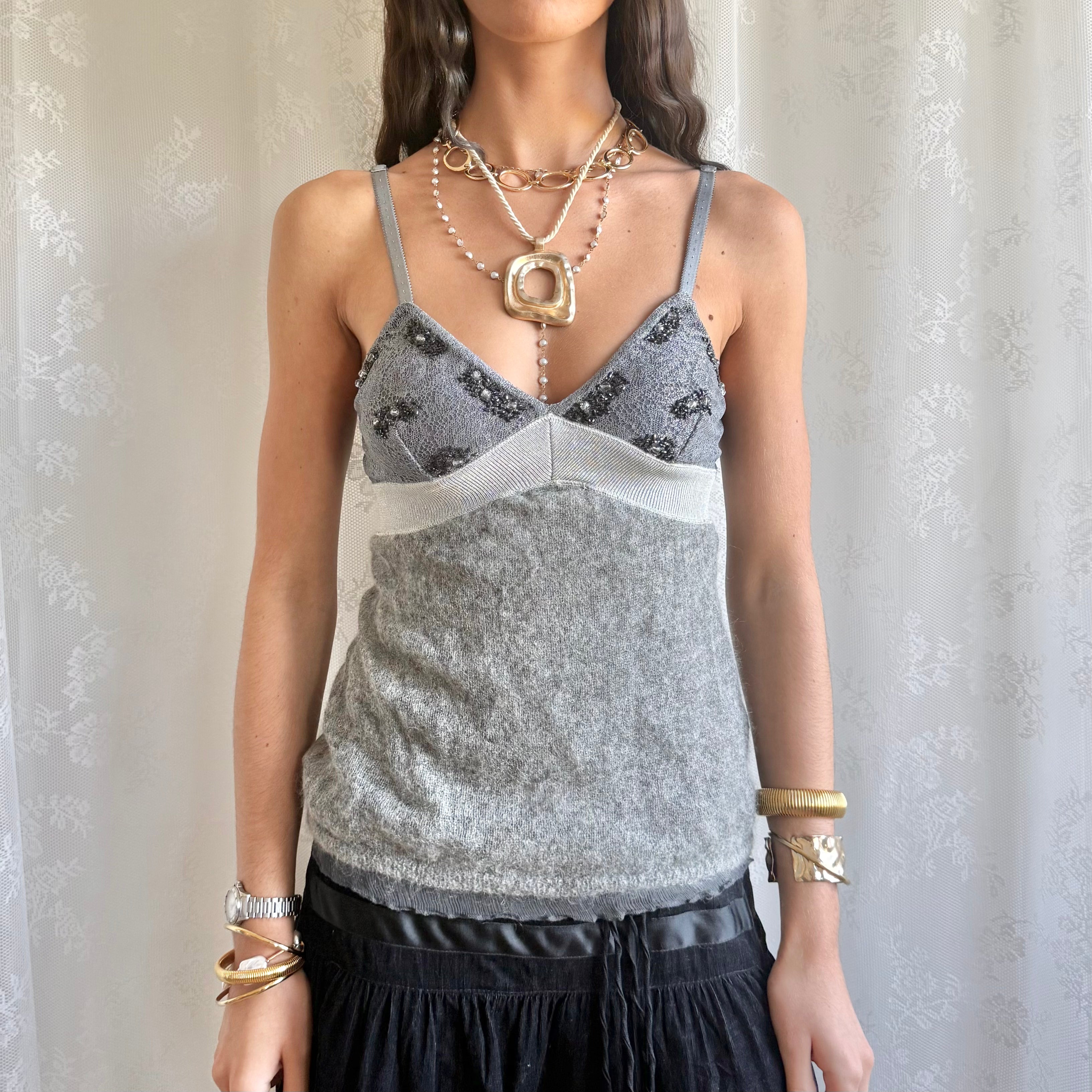 Mohair Knit & Silk Cami - Size M