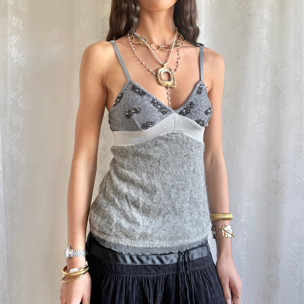 Mohair Knit & Silk Cami - Size M