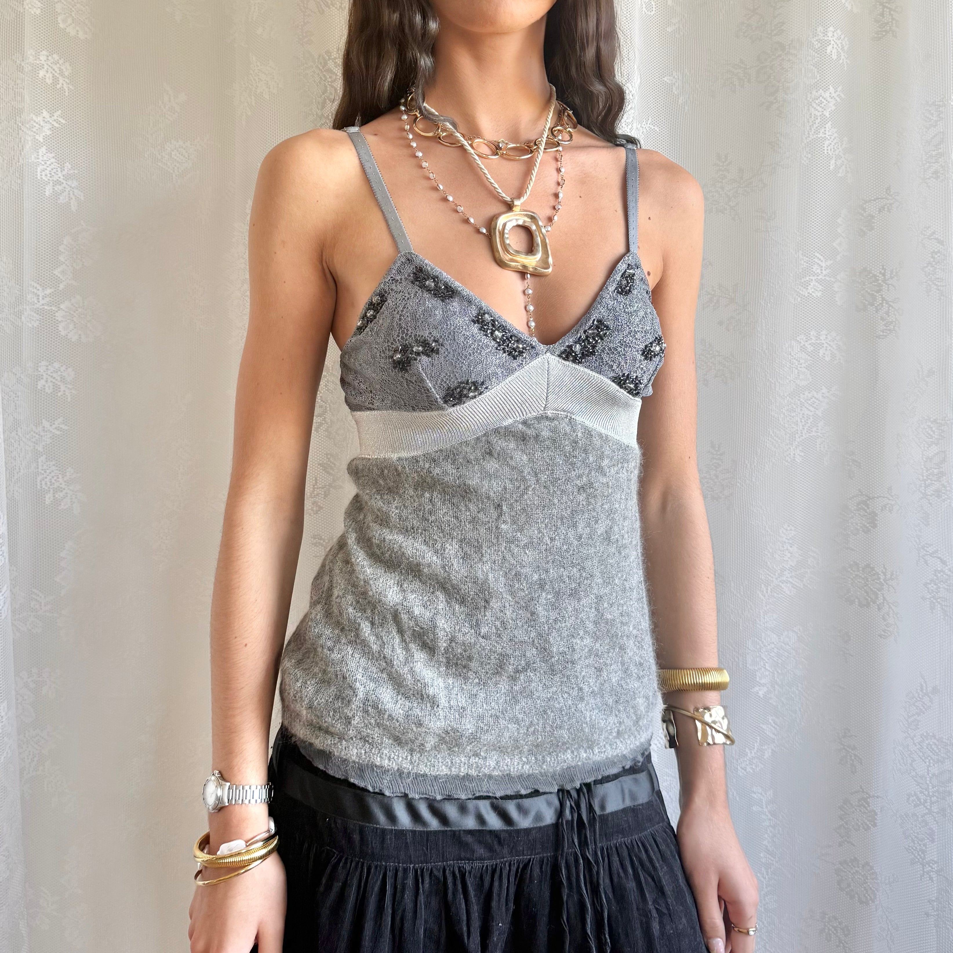 Mohair Knit & Silk Cami - Size M