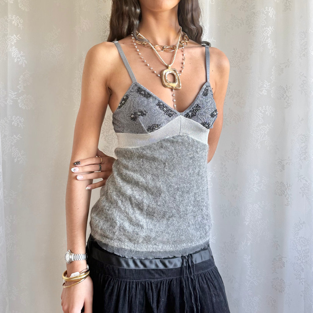 Mohair Knit & Silk Cami - Size M