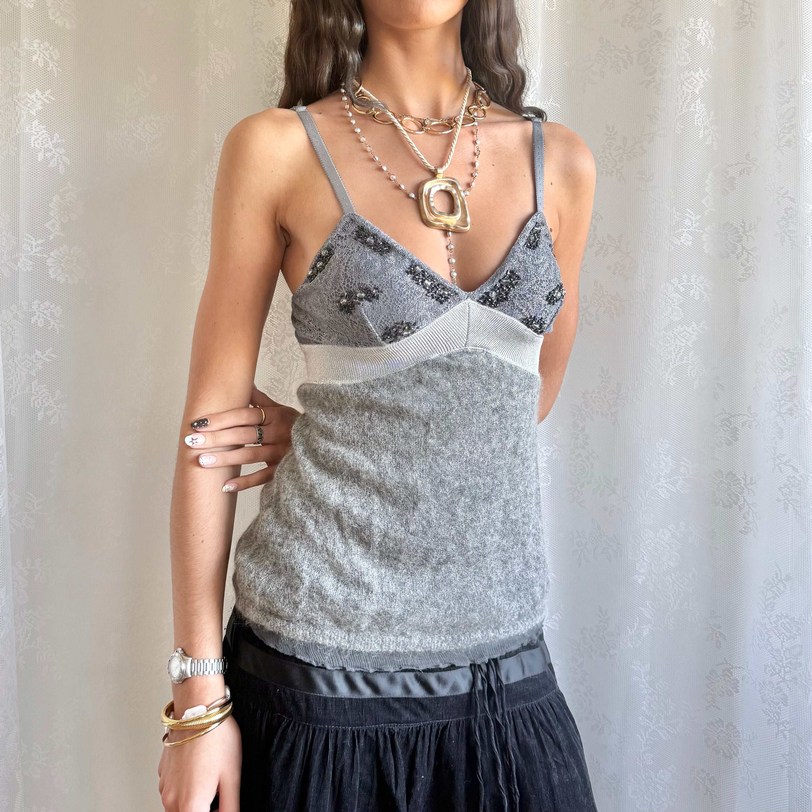 Mohair Knit & Silk Cami - Size M