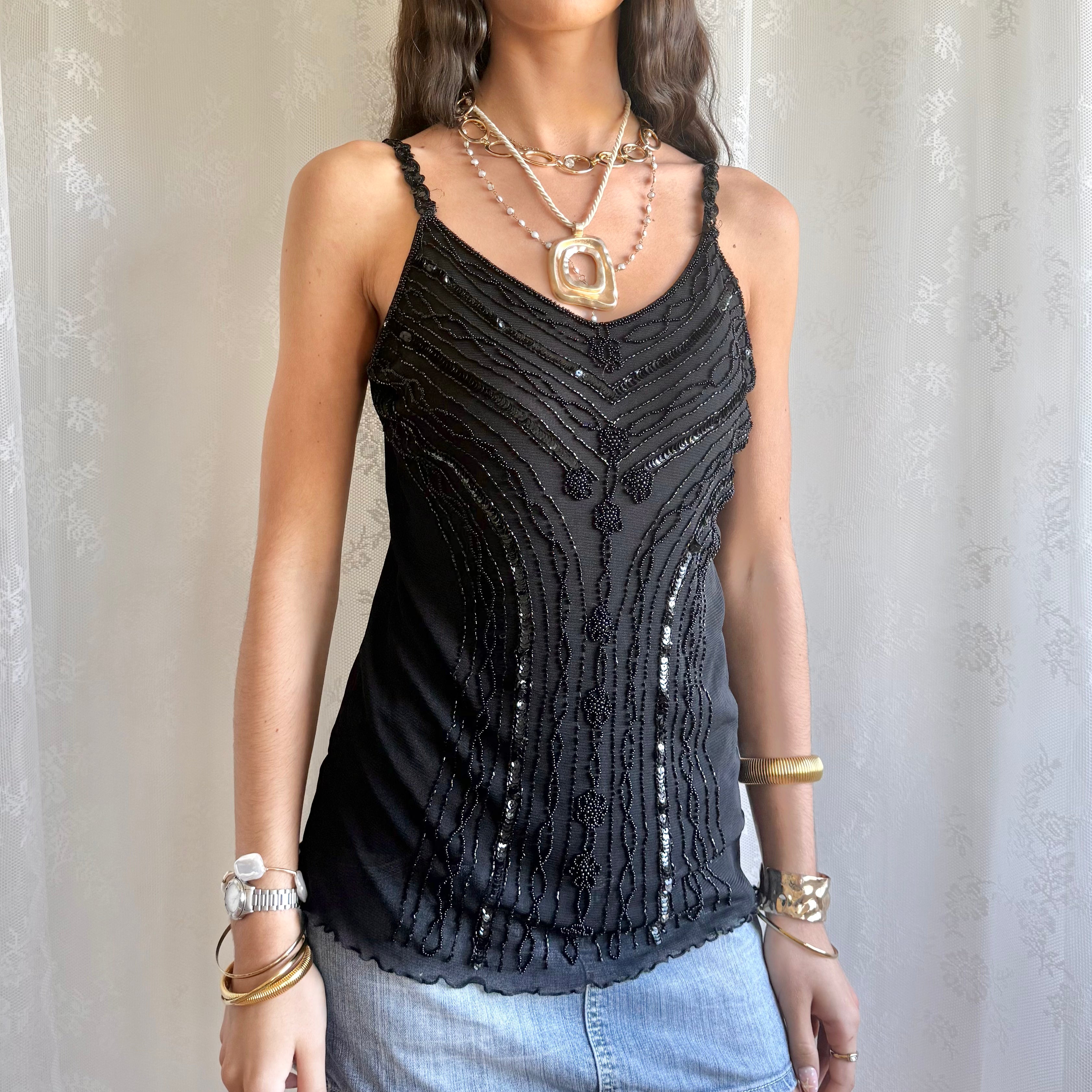 Sequin Beaded Cami - Size XL