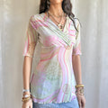 Sheer Patterned Crop Top - Size S