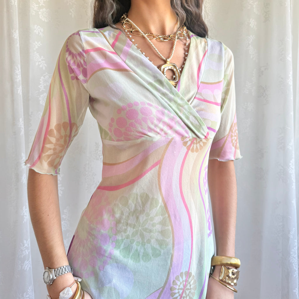 Sheer Patterned Crop Top - Size S