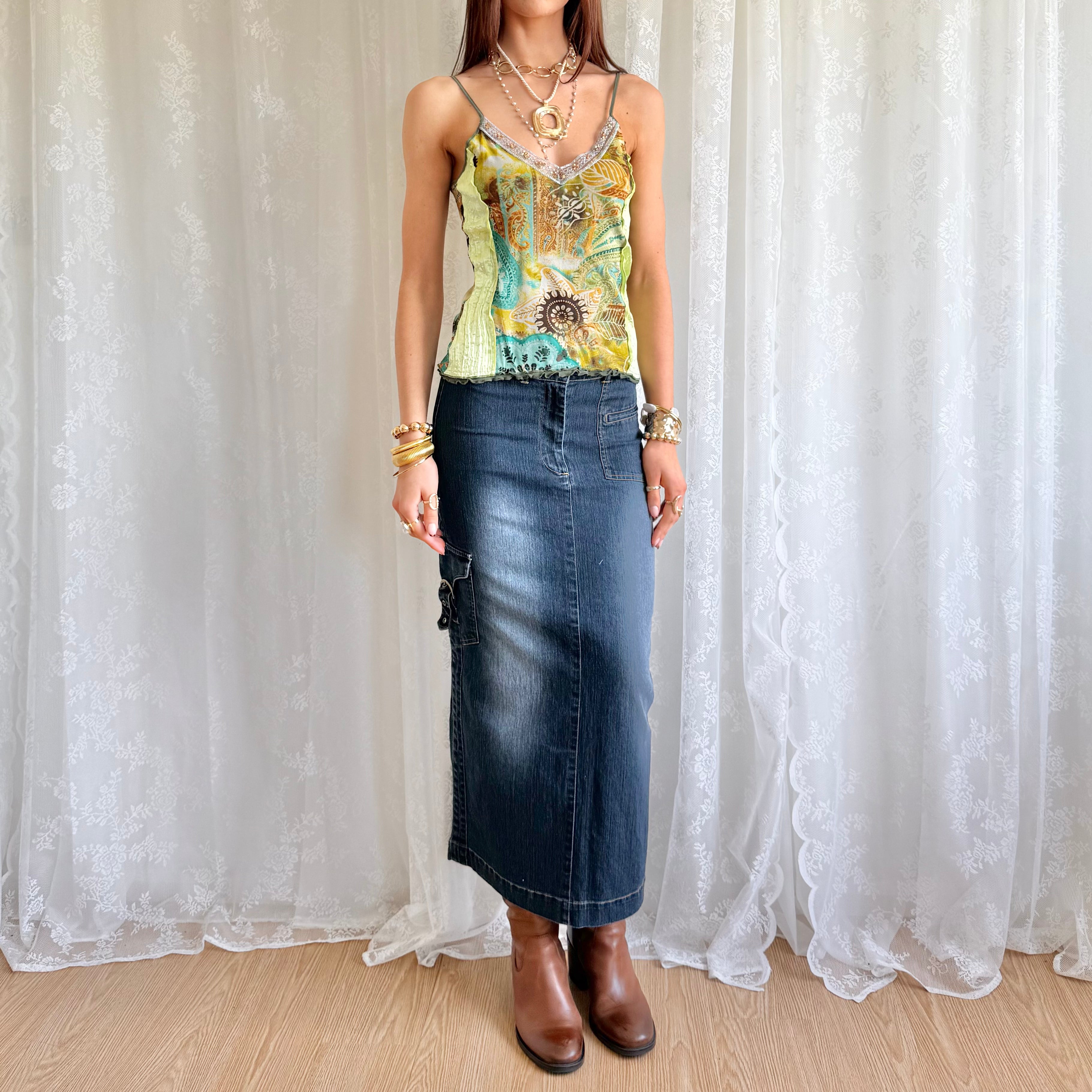 Denim Maxi Skirt - Size XS