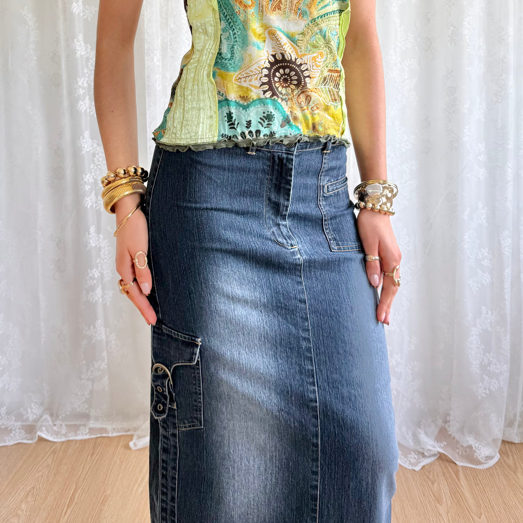 Denim Maxi Skirt - Size XS