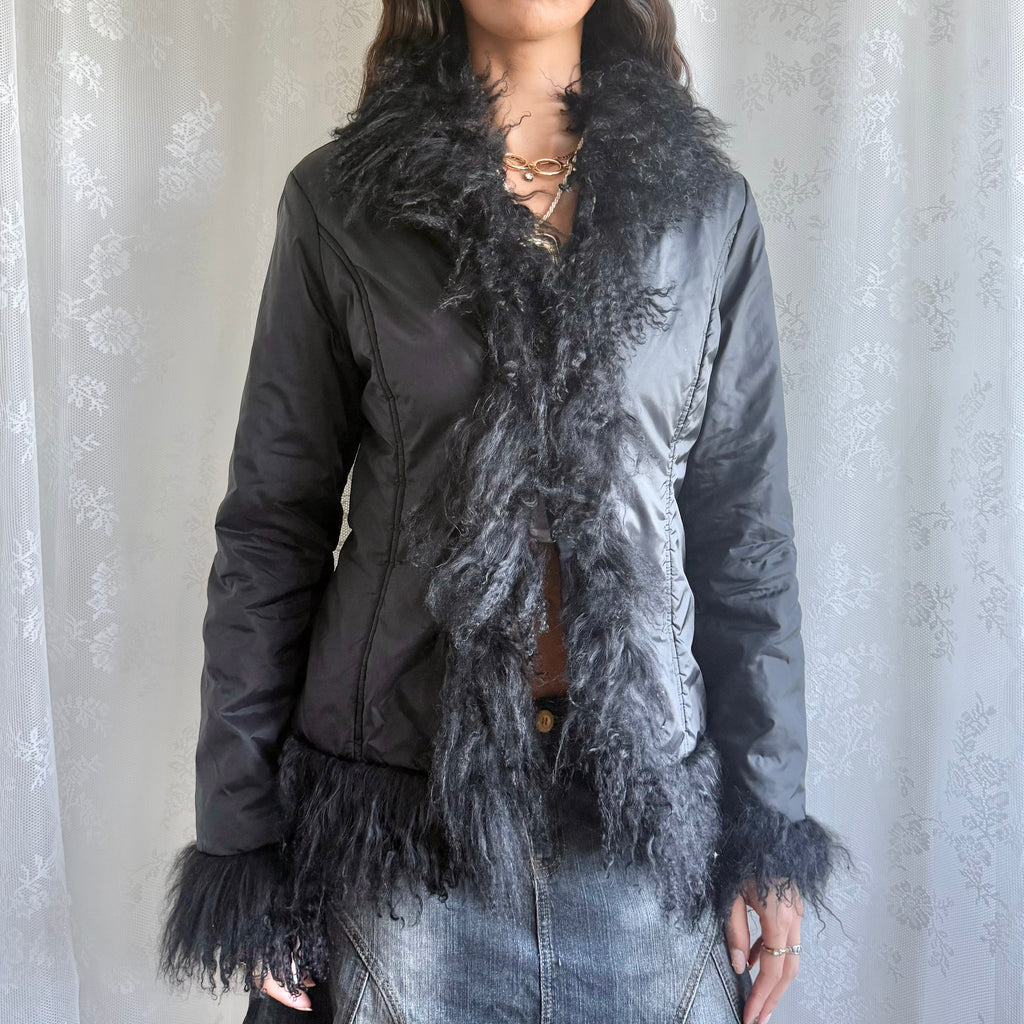 Mongolian Trim Puffer Afghan Jacket - Size M