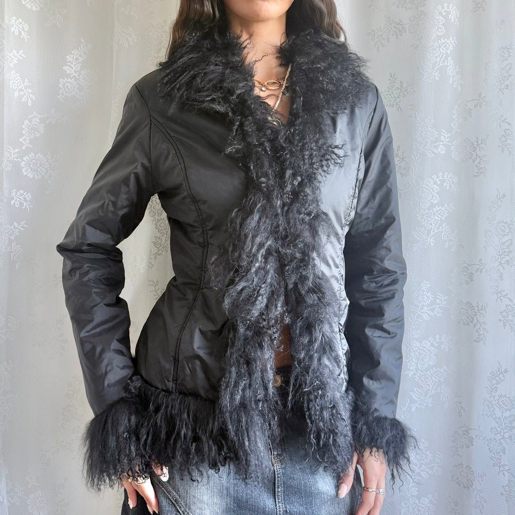 Mongolian Trim Puffer Afghan Jacket - Size M