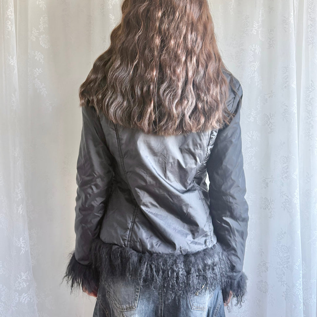 Mongolian Trim Puffer Afghan Jacket - Size M