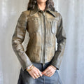 Genuine Leather Zip Jacket - Size M