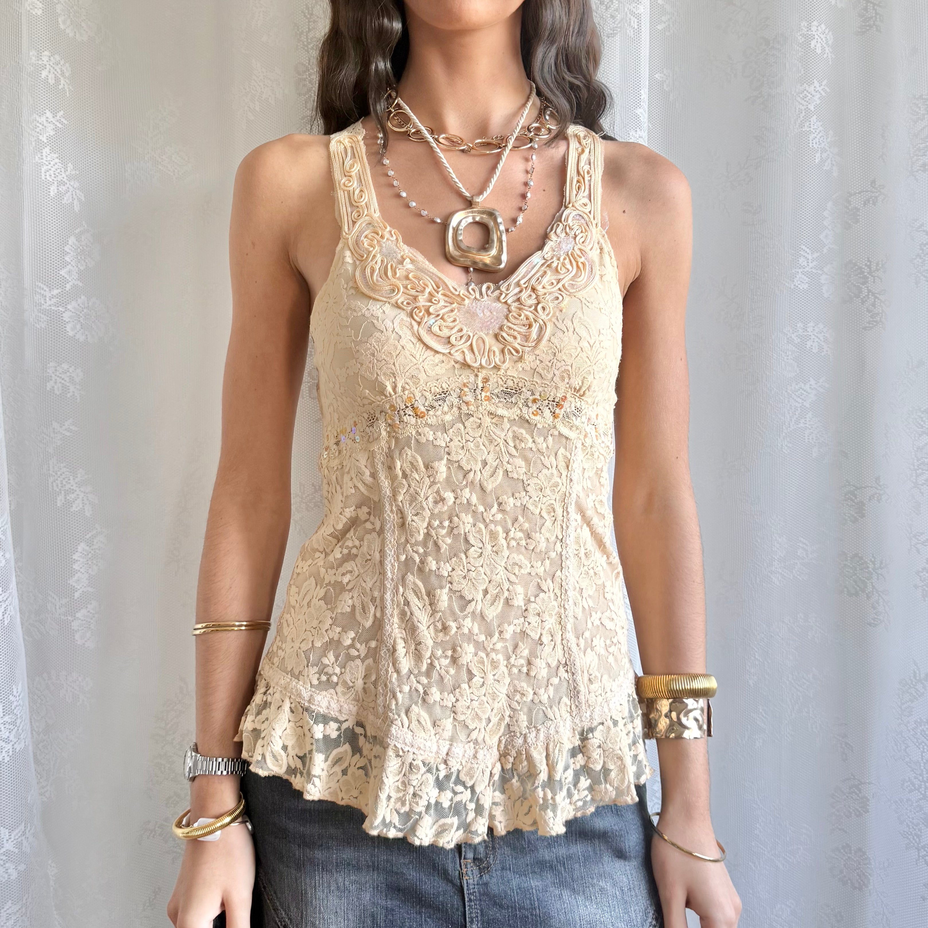 Lace Sequin Cami - Size M
