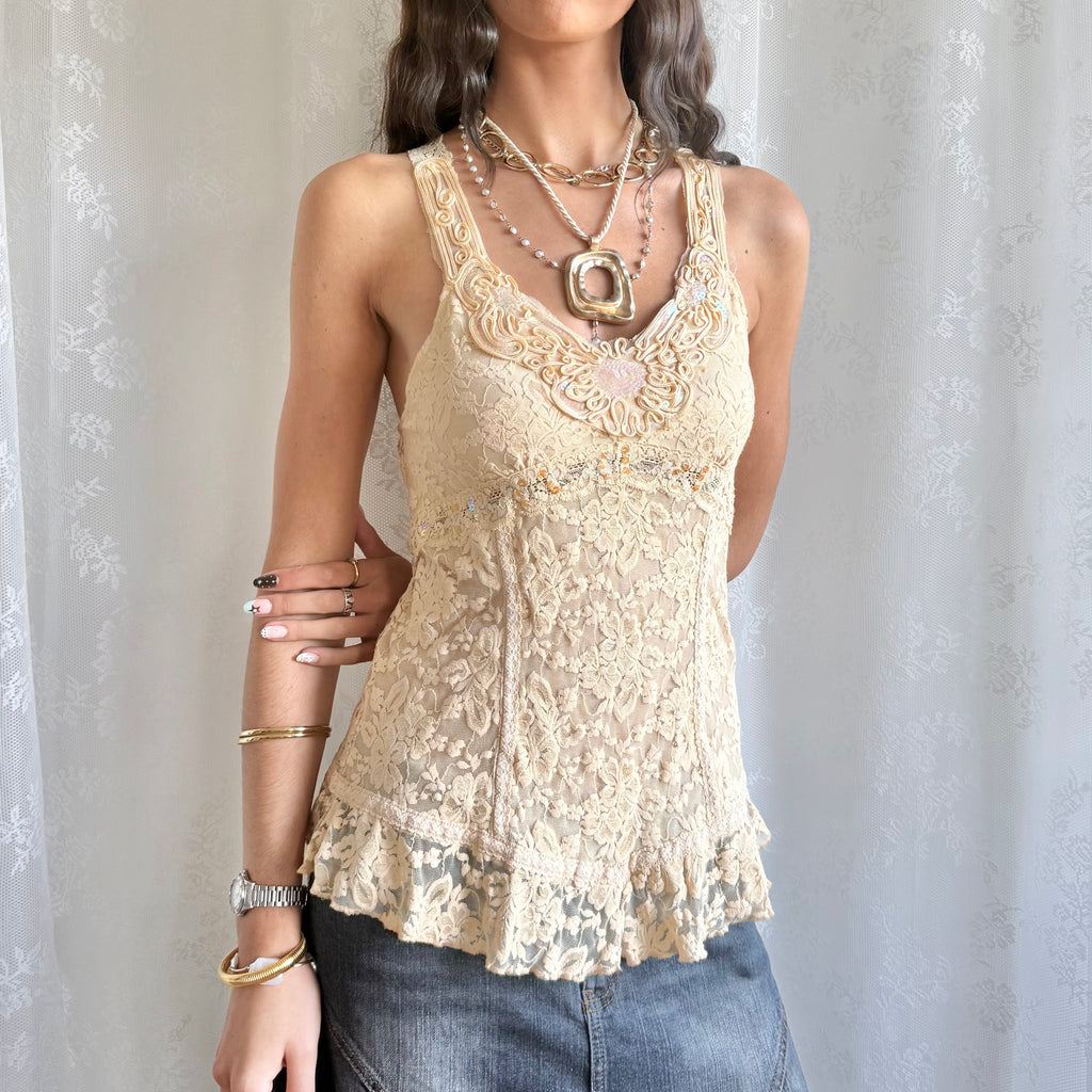 Lace Sequin Cami - Size M