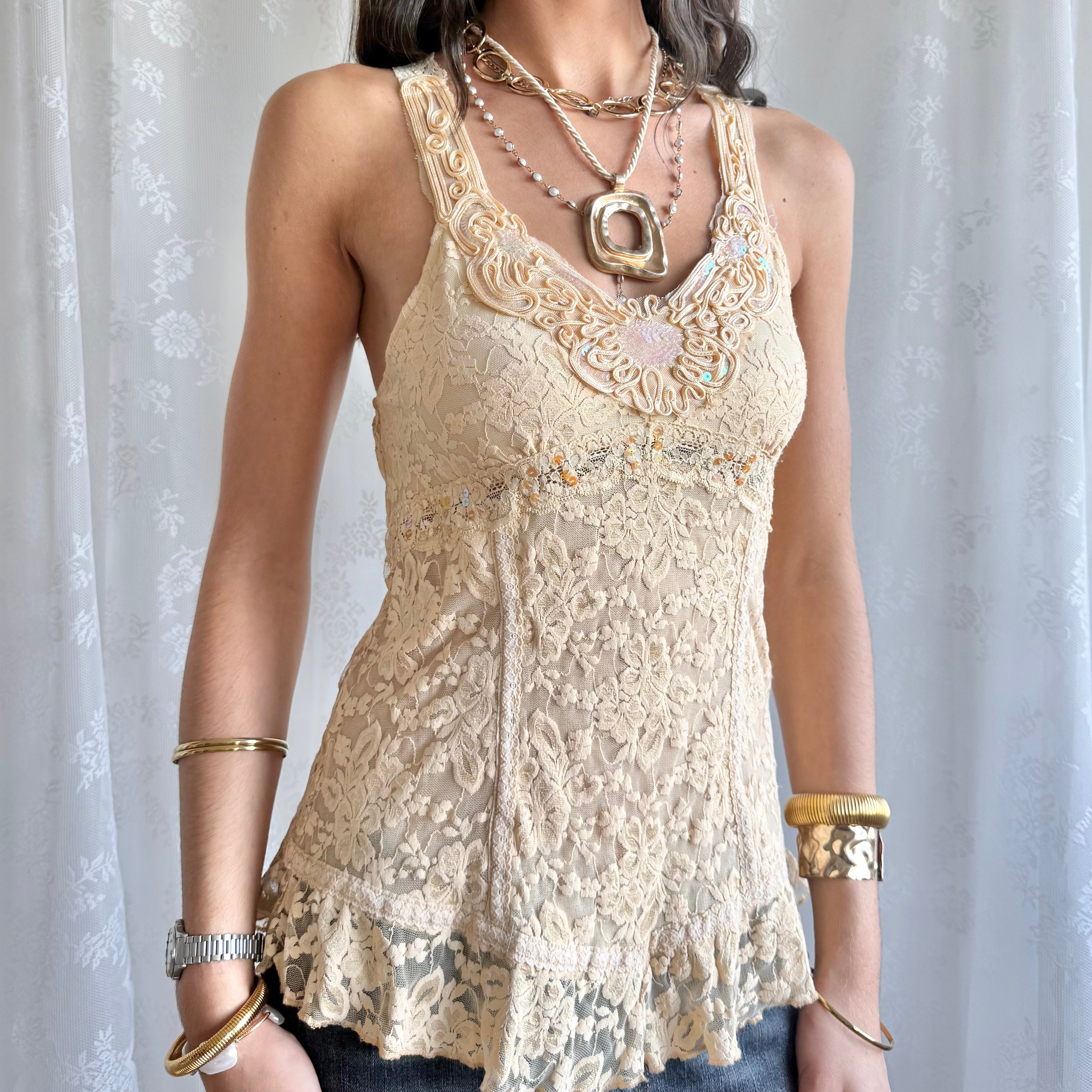 Lace Sequin Cami - Size M
