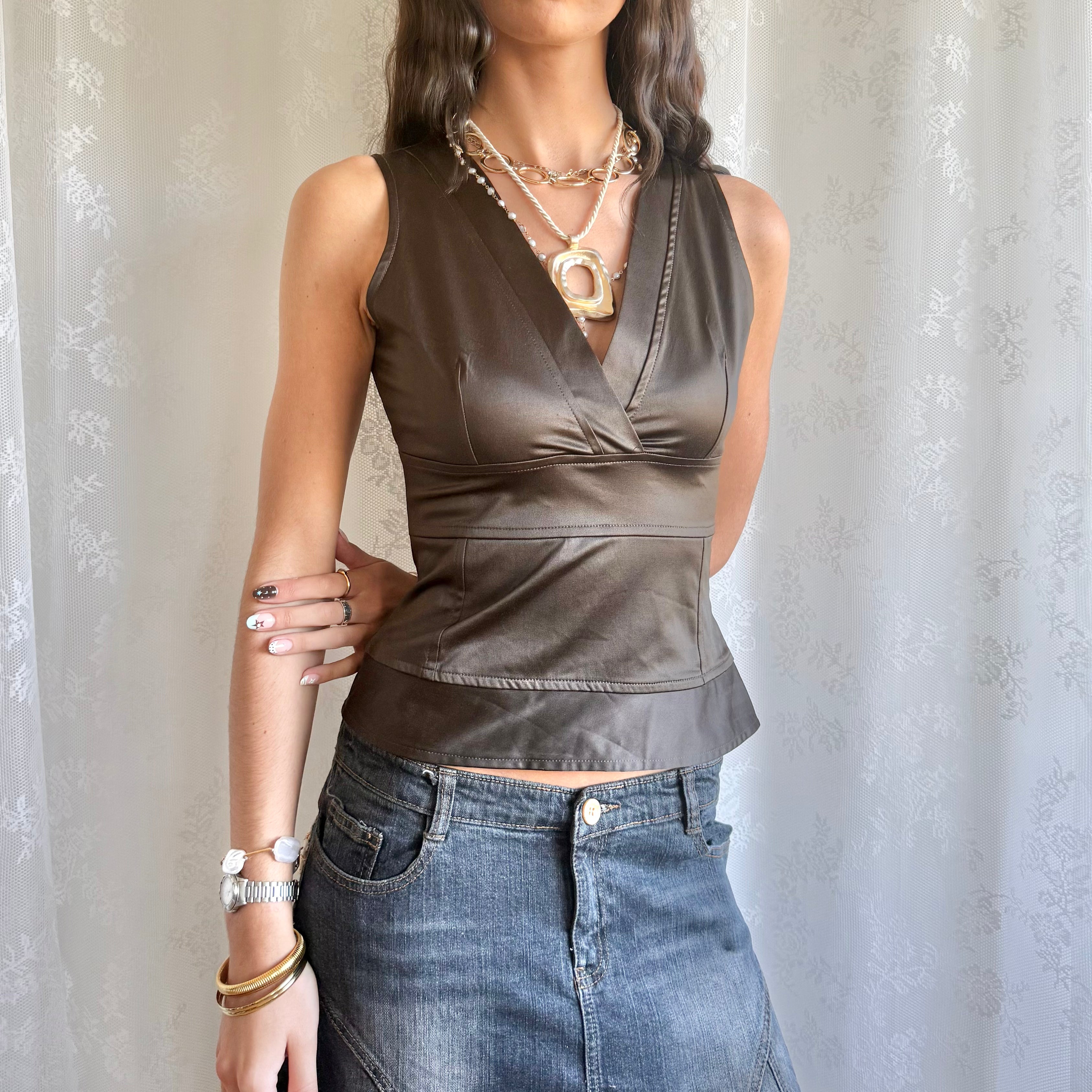 Satin Crop Top - Size S