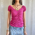 Ruched Glitter Crop Top - Size L