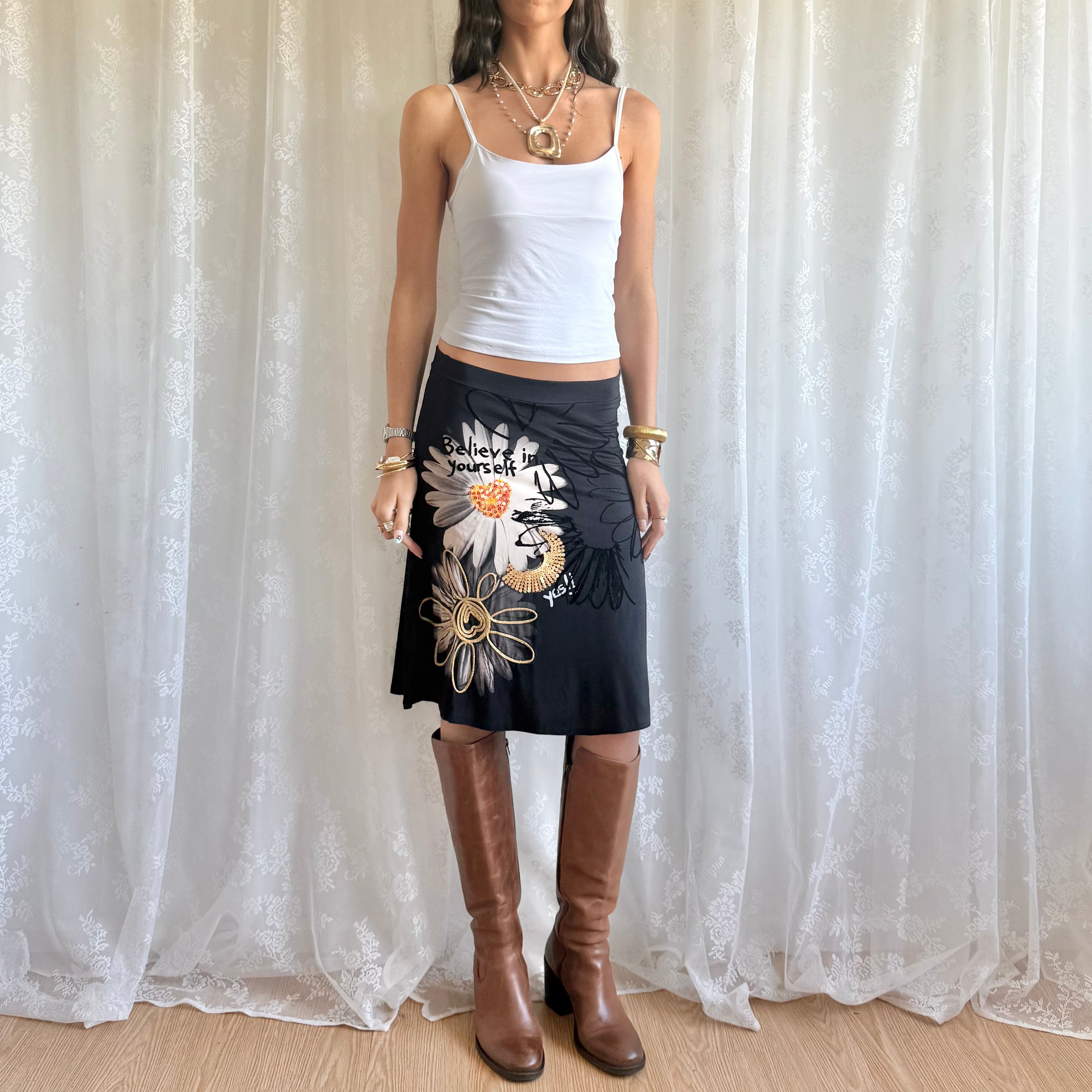 Desigual Graphic Midi Skirt - Size S