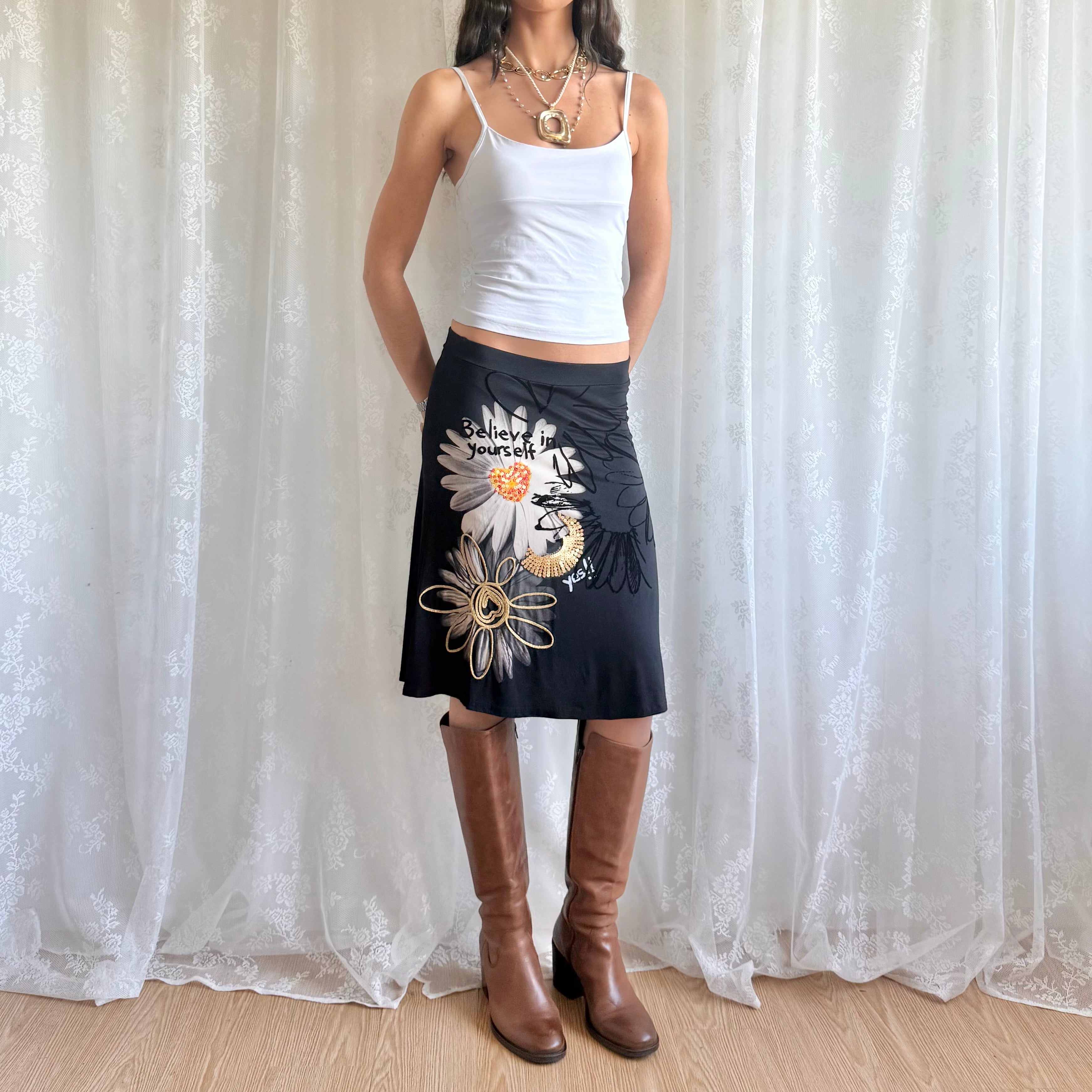 Desigual Graphic Midi Skirt - Size S