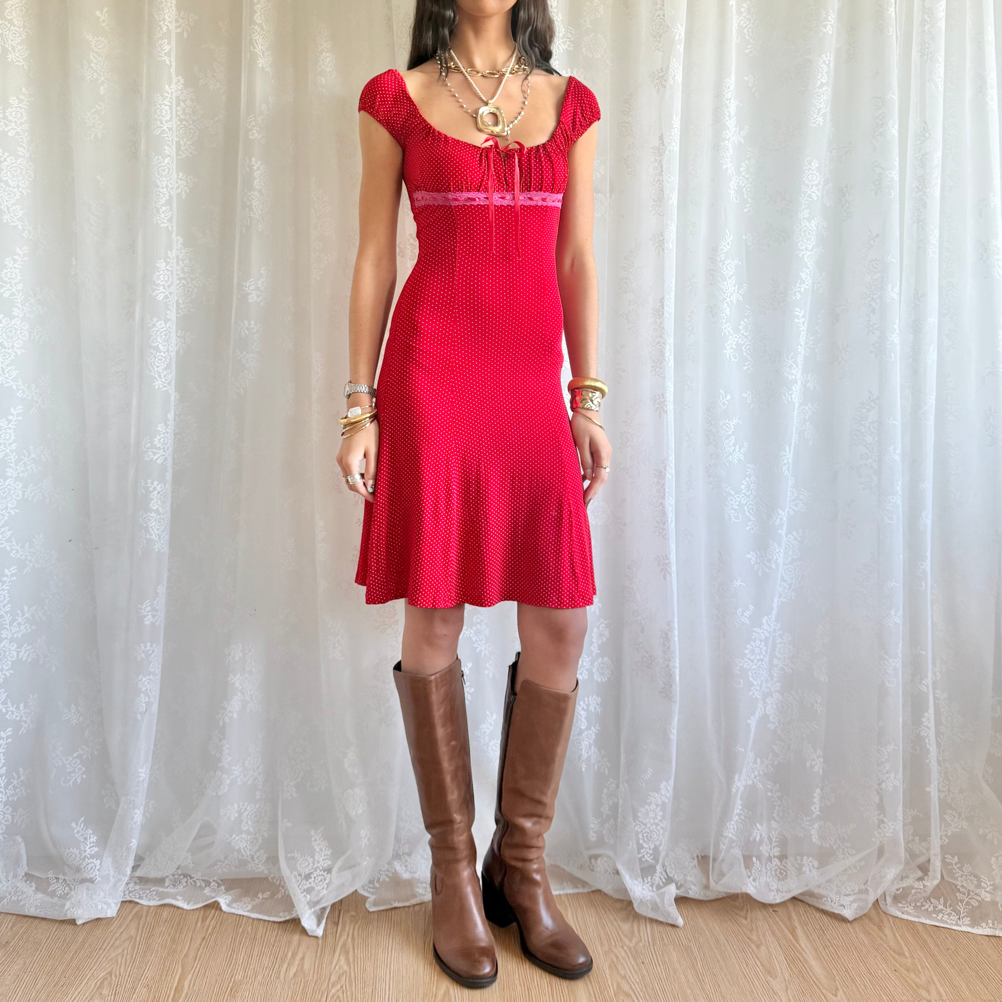 Polka Dot Midi Dress - Size S