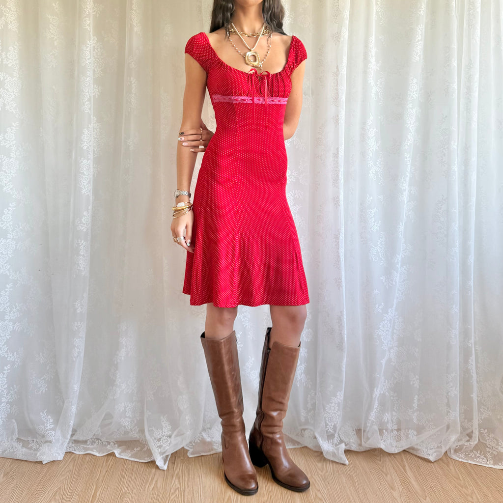 Polka Dot Midi Dress - Size S