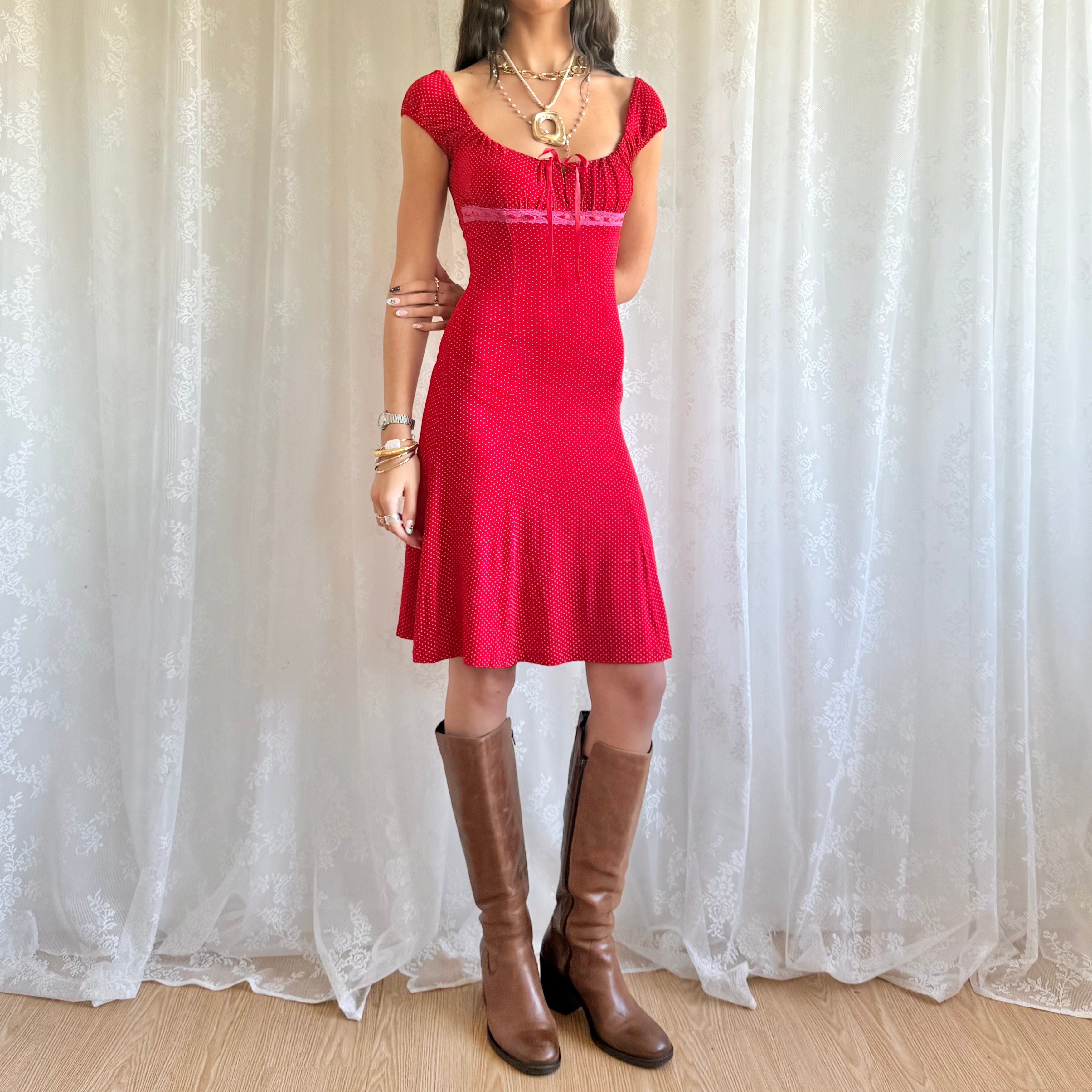 Polka Dot Midi Dress - Size S