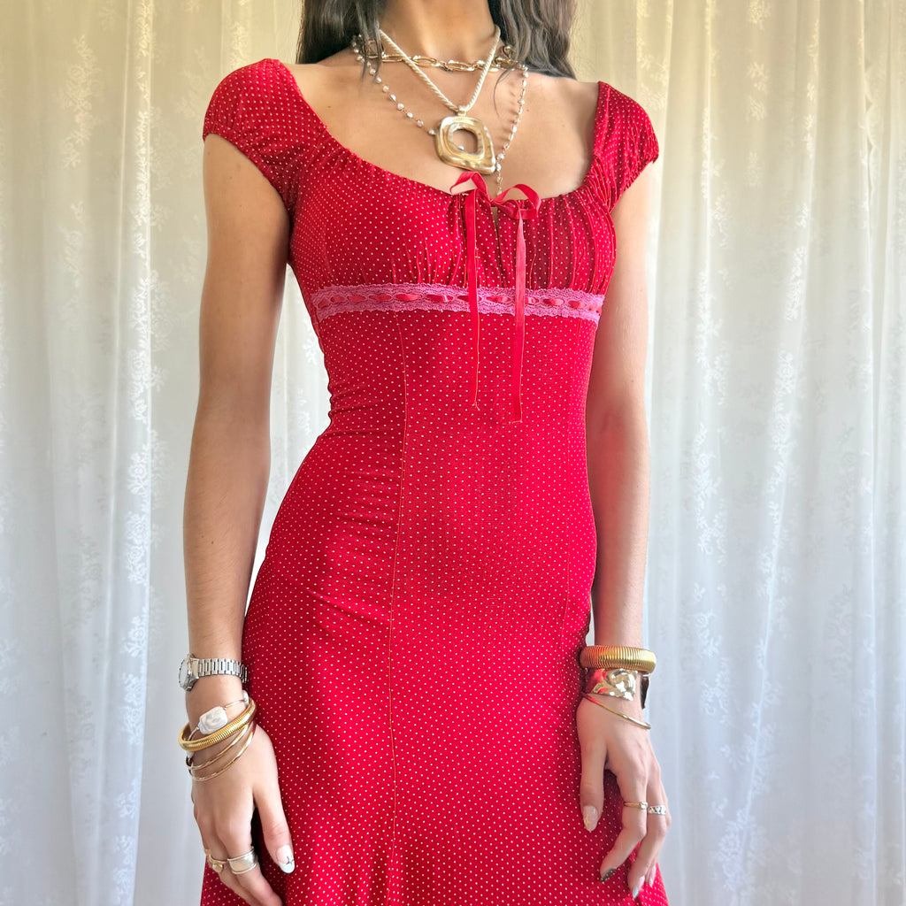 Polka Dot Midi Dress - Size S