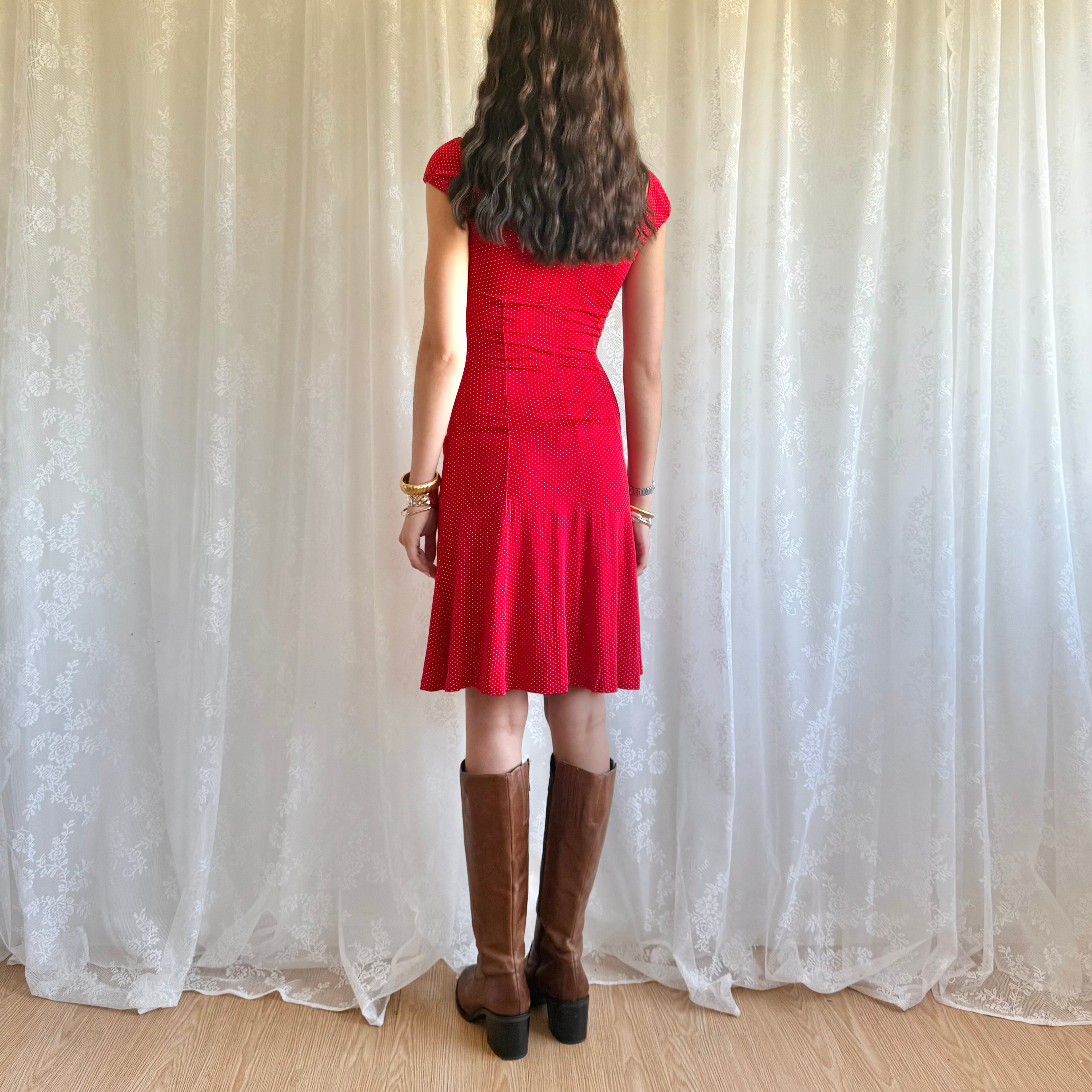 Polka Dot Midi Dress - Size S