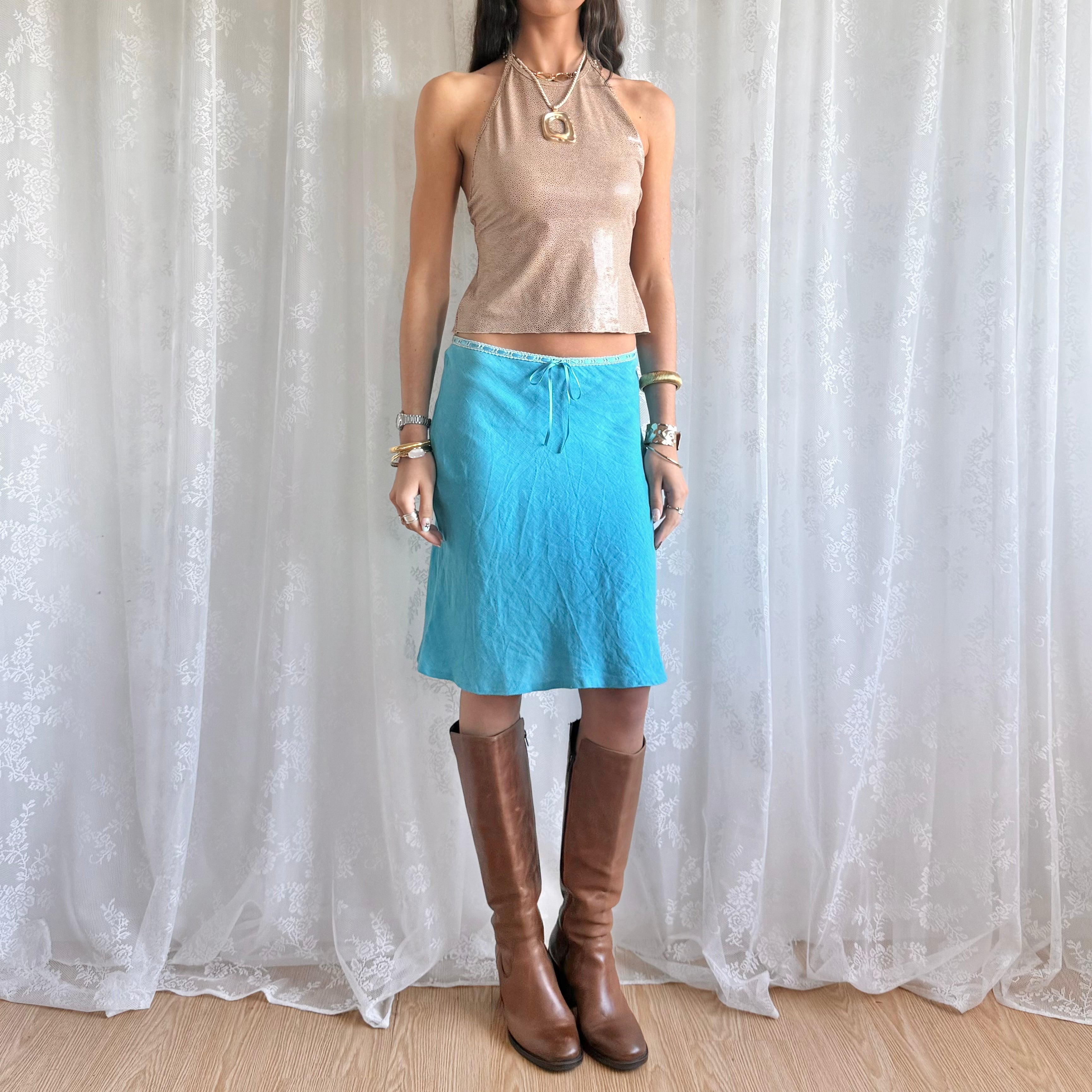Linen Midi Skirt - Size S