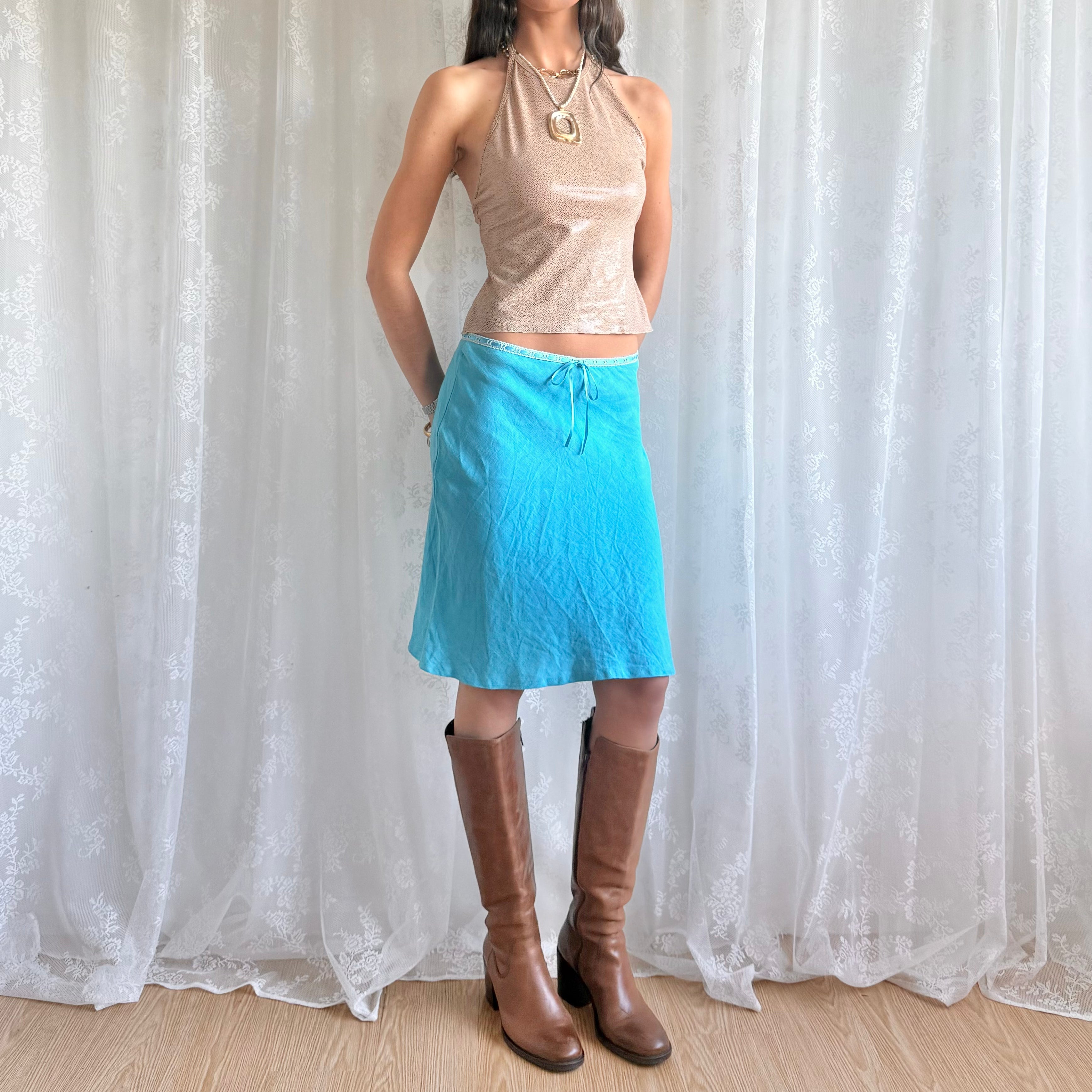 Linen Midi Skirt - Size S