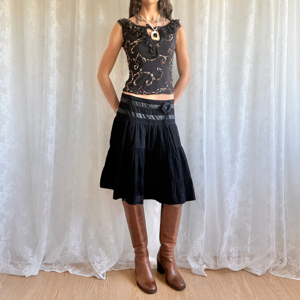 Floral Corsage Midi Skirt - Size M