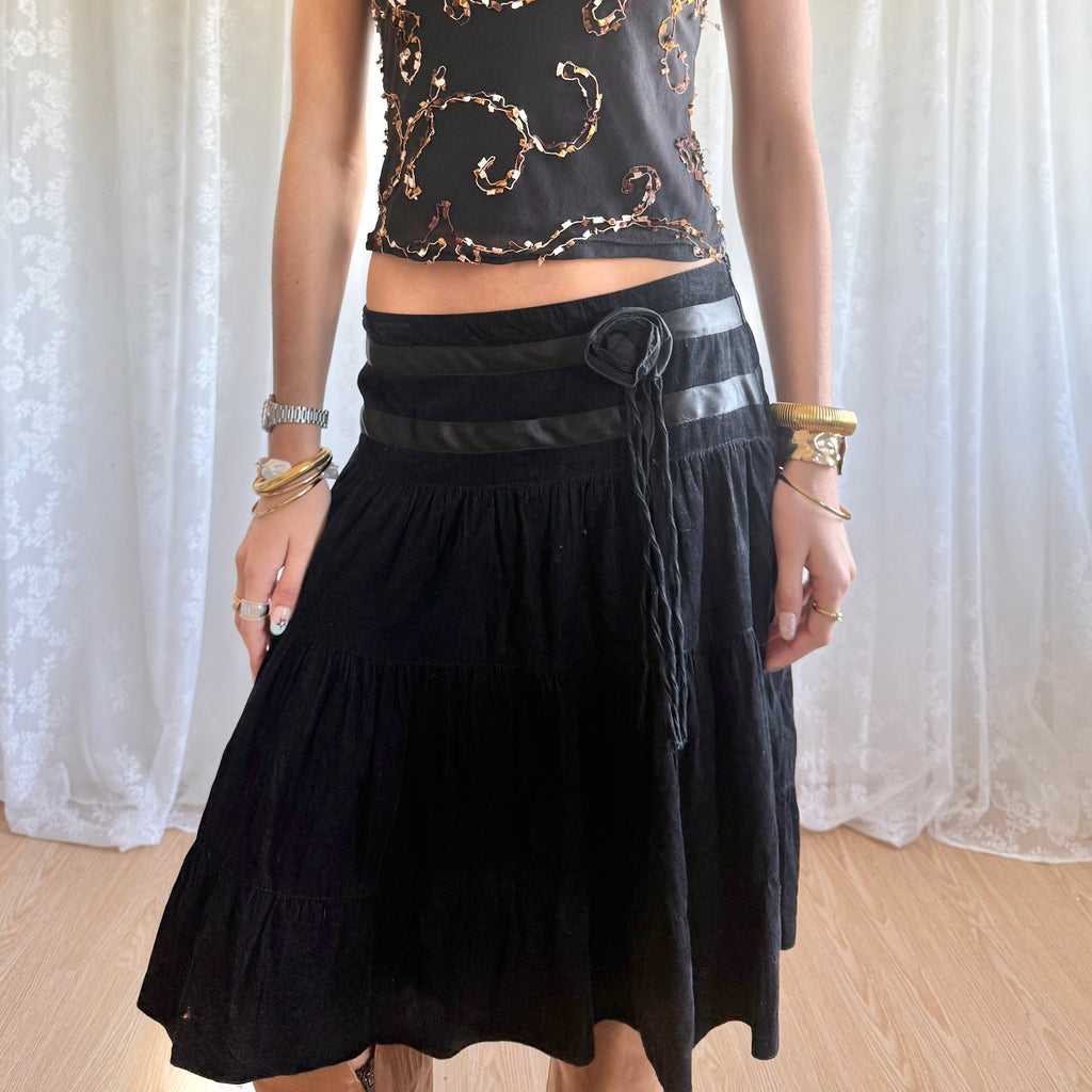 Floral Corsage Midi Skirt - Size M