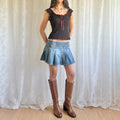 Denim Pleated Mini Skirt - Size M